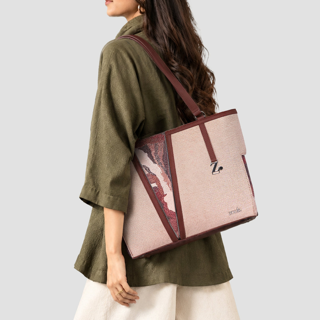 Ellora Echoes Corner Office Tote (Beige)