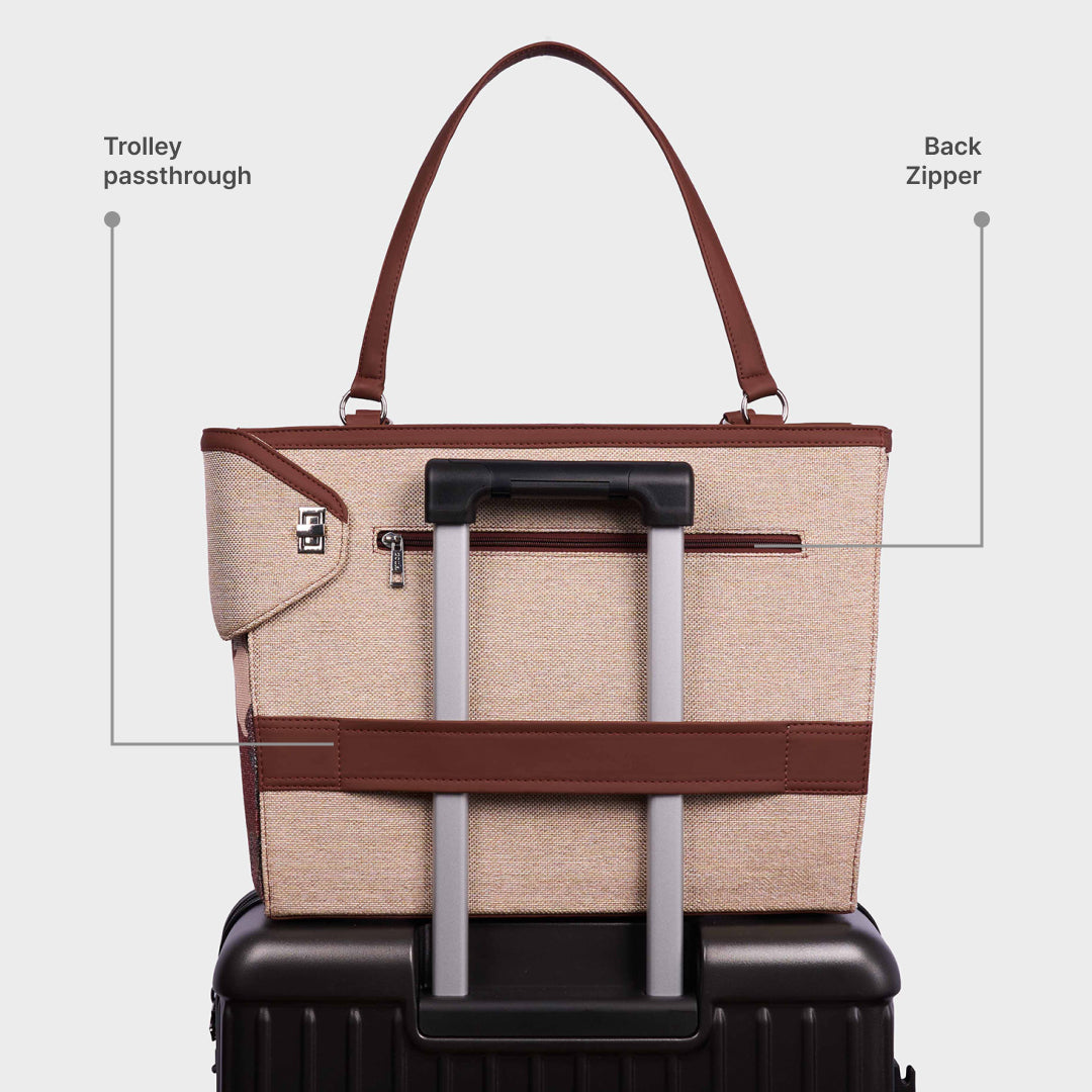 Ellora Echoes Corner Office Tote (Beige)