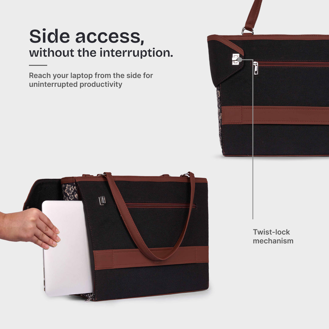 FloMotif Corner Office Tote (Jet Black)