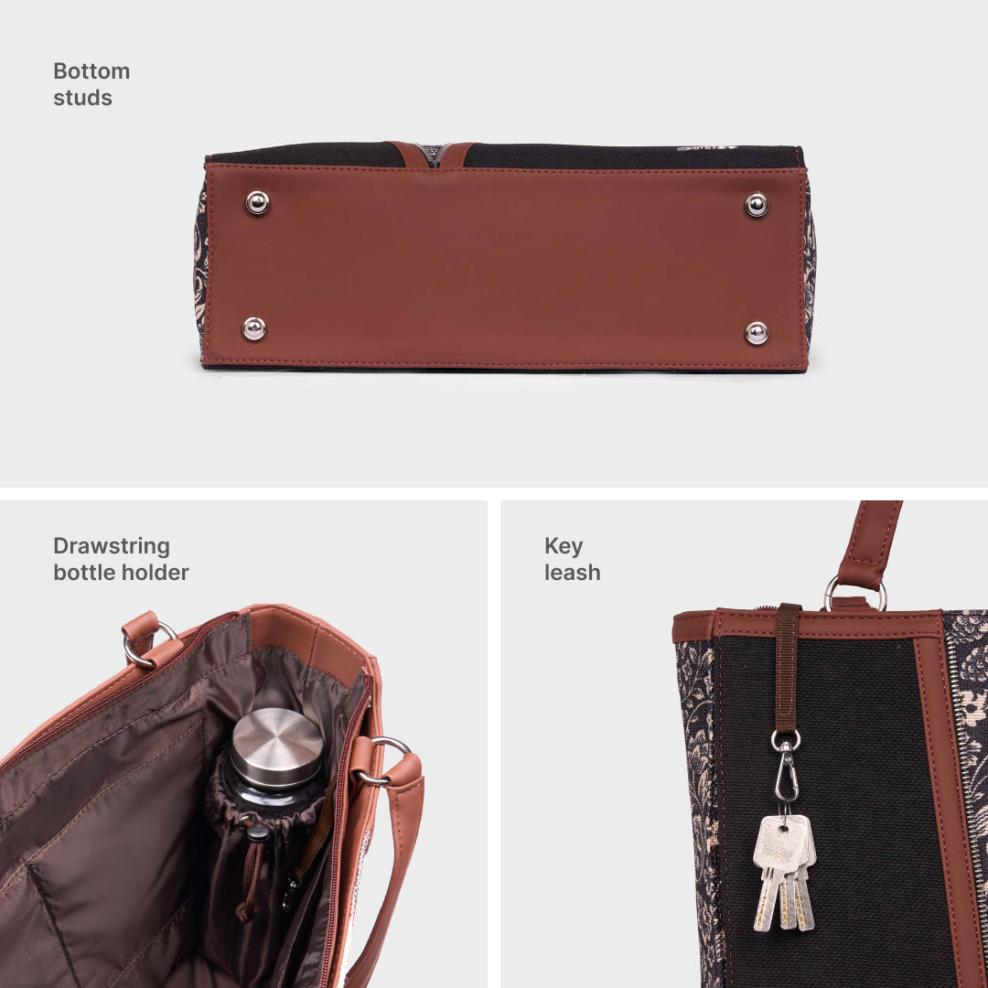 FloMotif Corner Office Tote (Jet Black)
