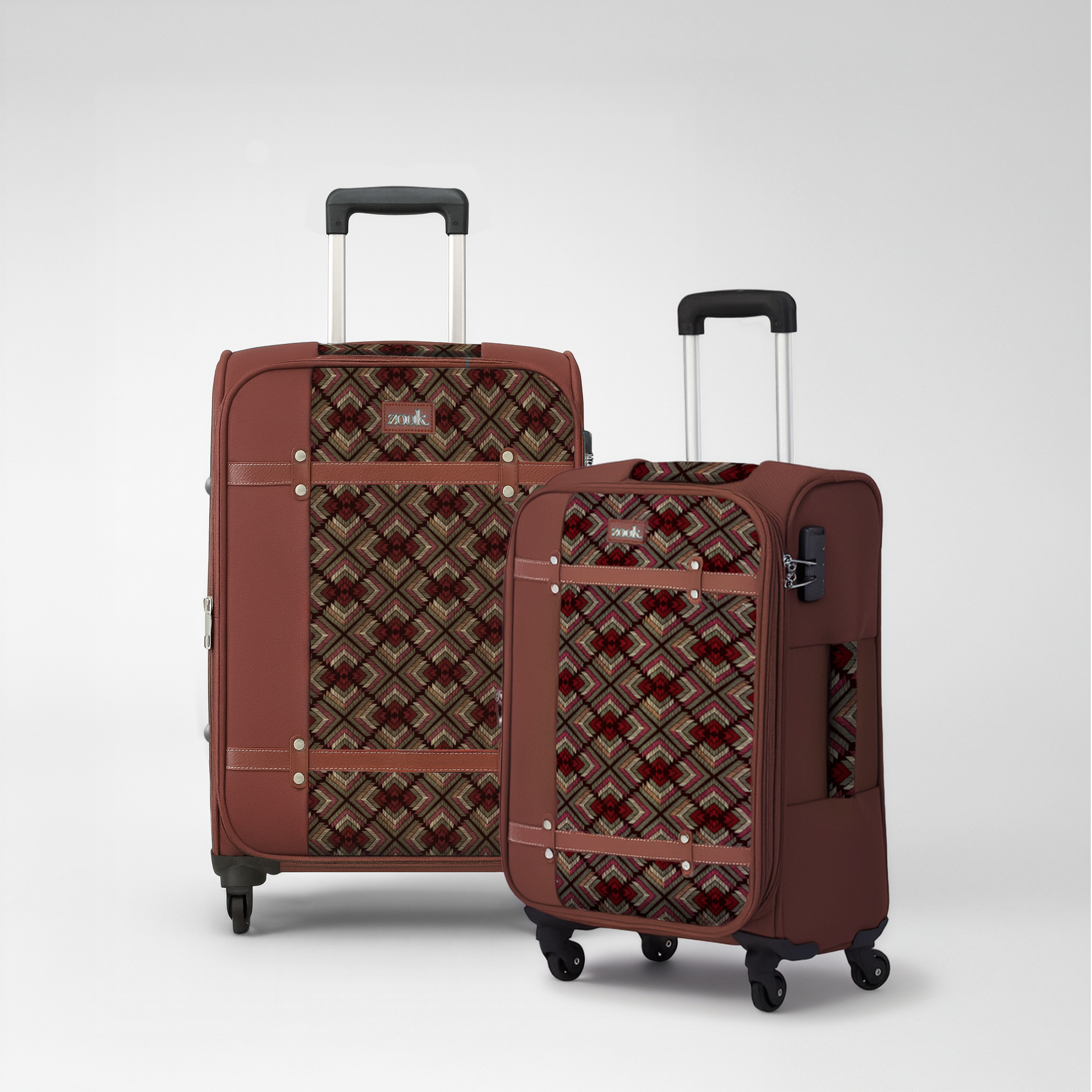 Amritsar Phulkari Saira Trolley Bag Combo (Medium & Large)