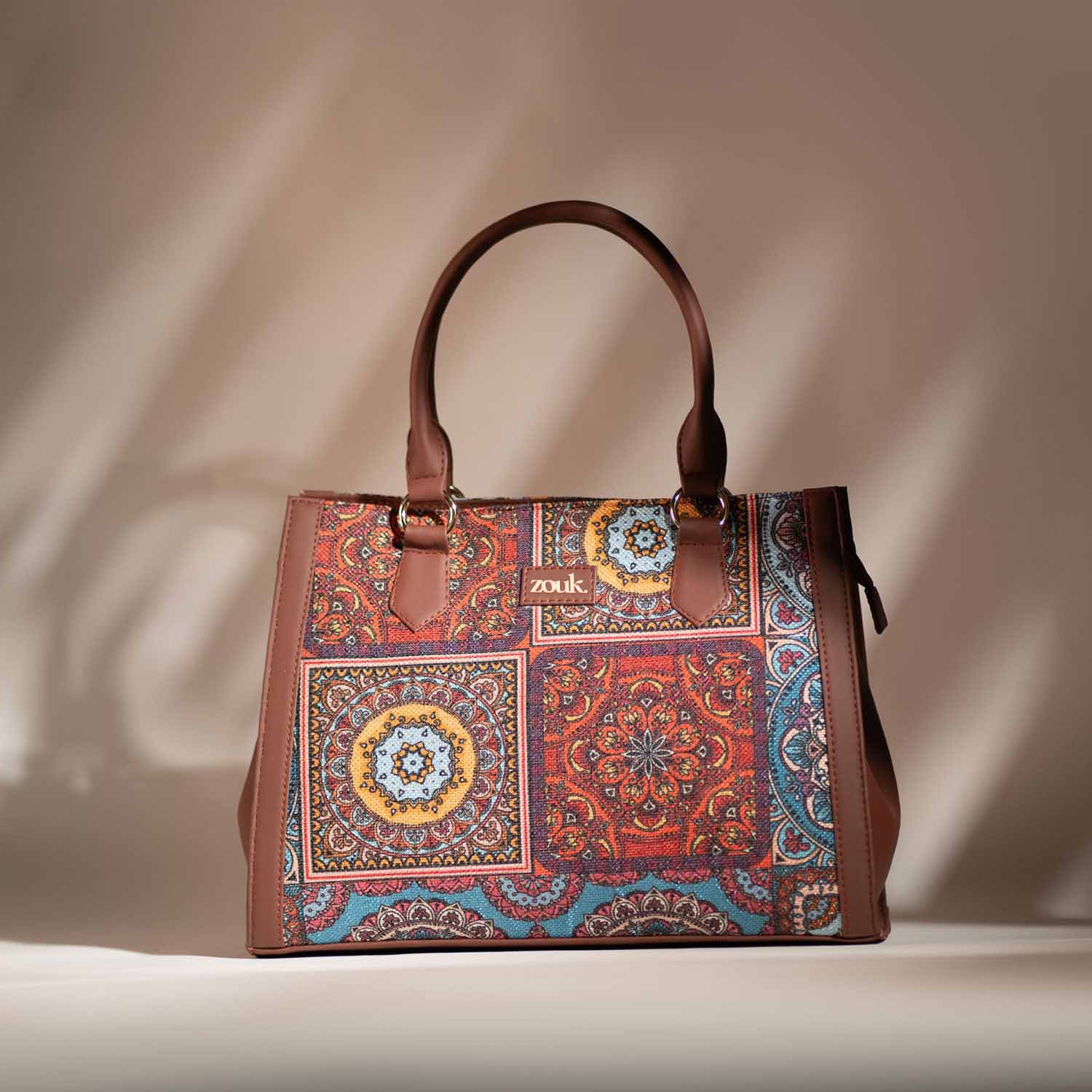 ZIP-Multicolor Mandala Print Classic Handbag