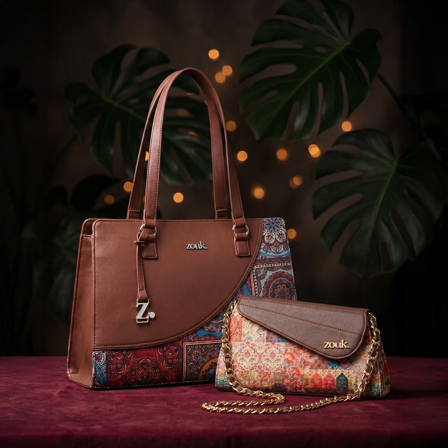 Multicolor Mandala Print Office Essential Bag & Rhea Kapoor Baguette Kutch Gamthi Combo