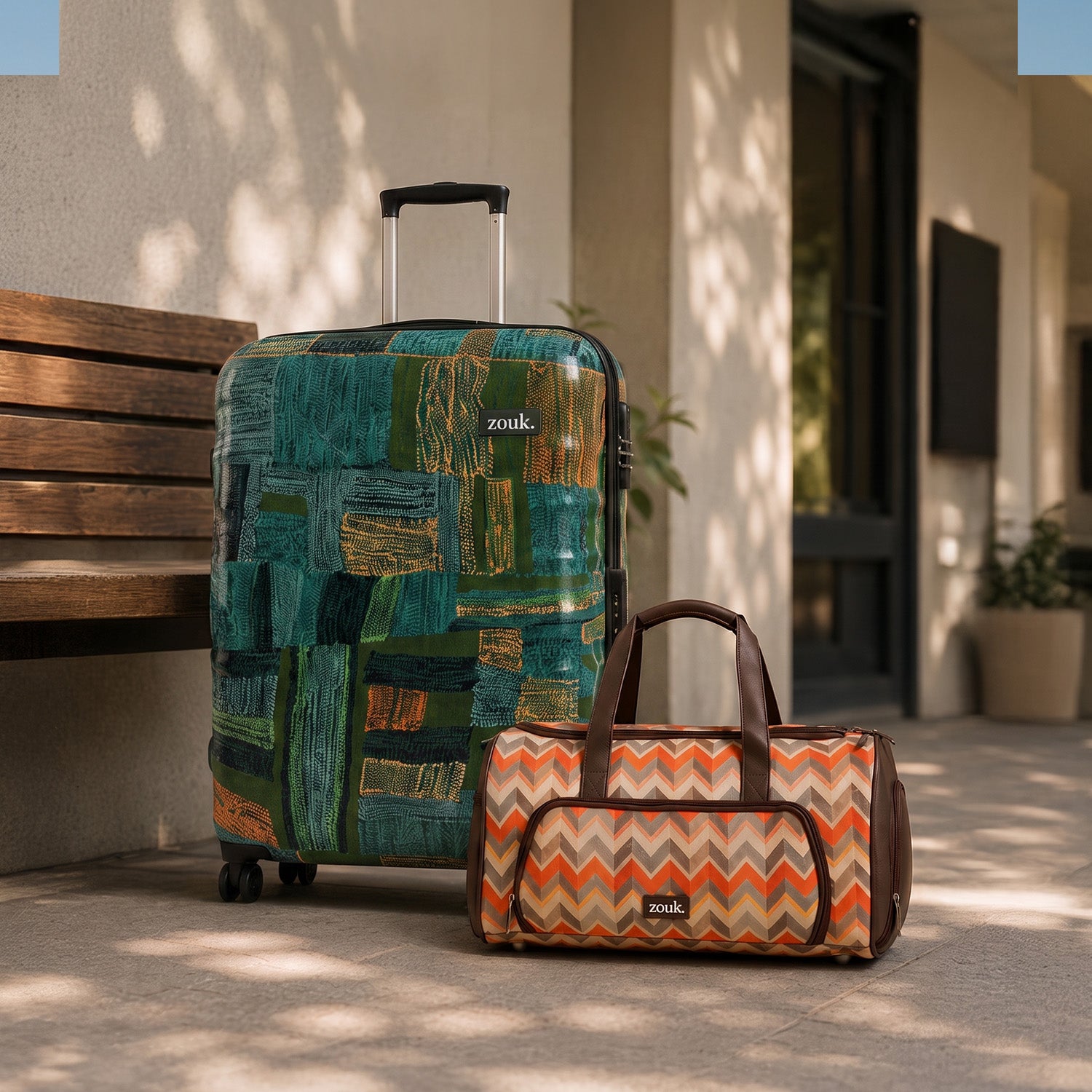 Tidal Wave Weekender Duffle & Indus Lattice Blue Amorah Trolley (Medium) Combo