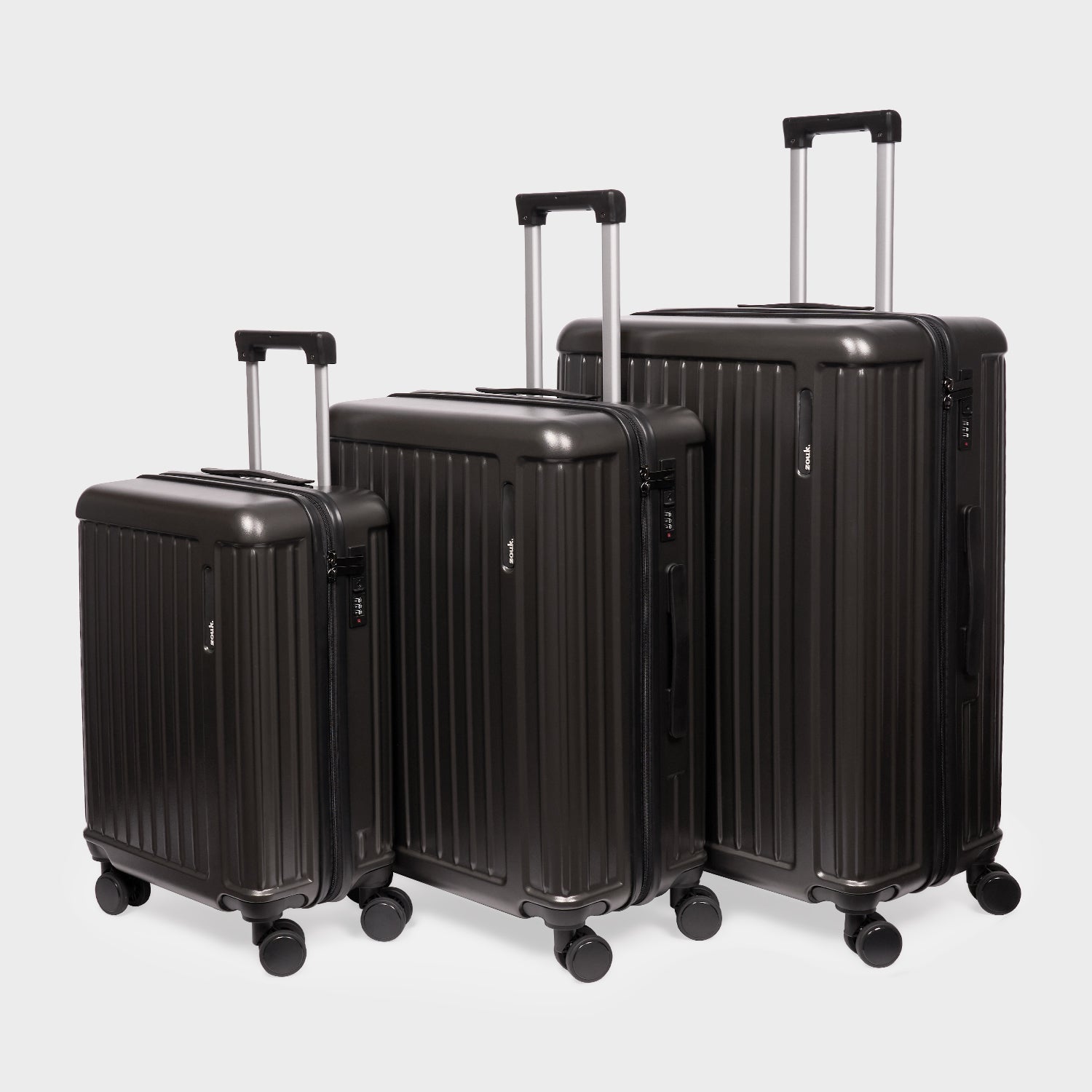 Charcoal Grey Sahana Trolley Bag - Set of 3 (Cabin + Medium + Large)