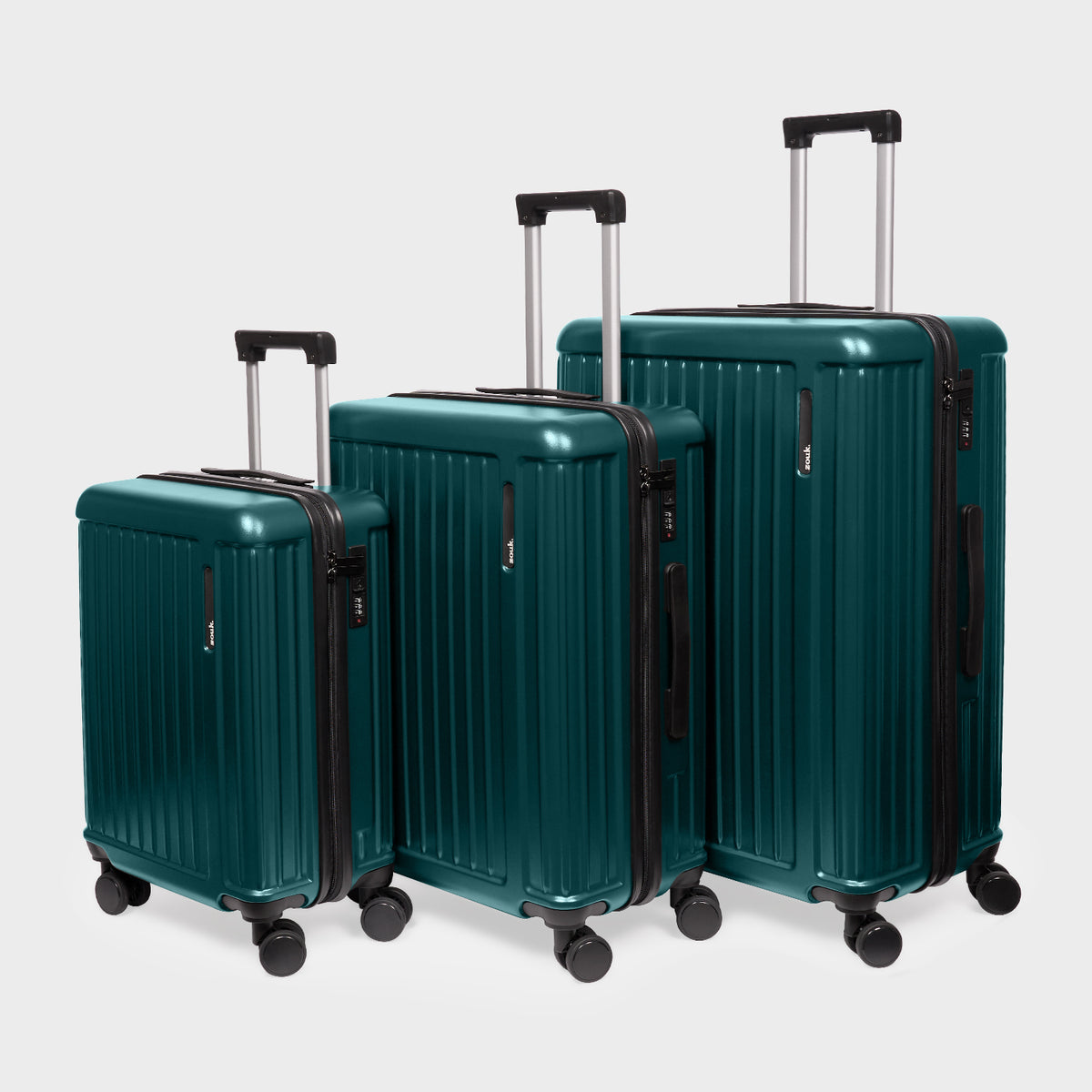 Dark Olive Sahana Trolley Bag - Set of 3 (Cabin + Medium + Large)