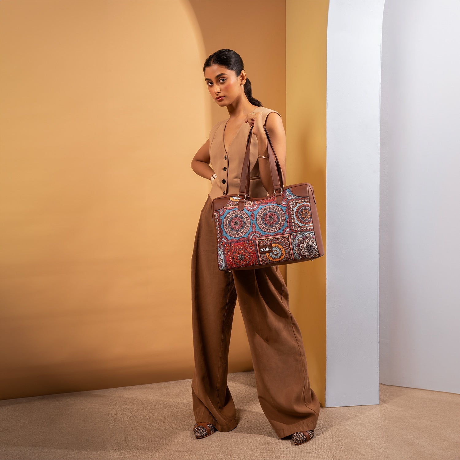 ZIP-Multicolor Mandala Print Conference Office Bag