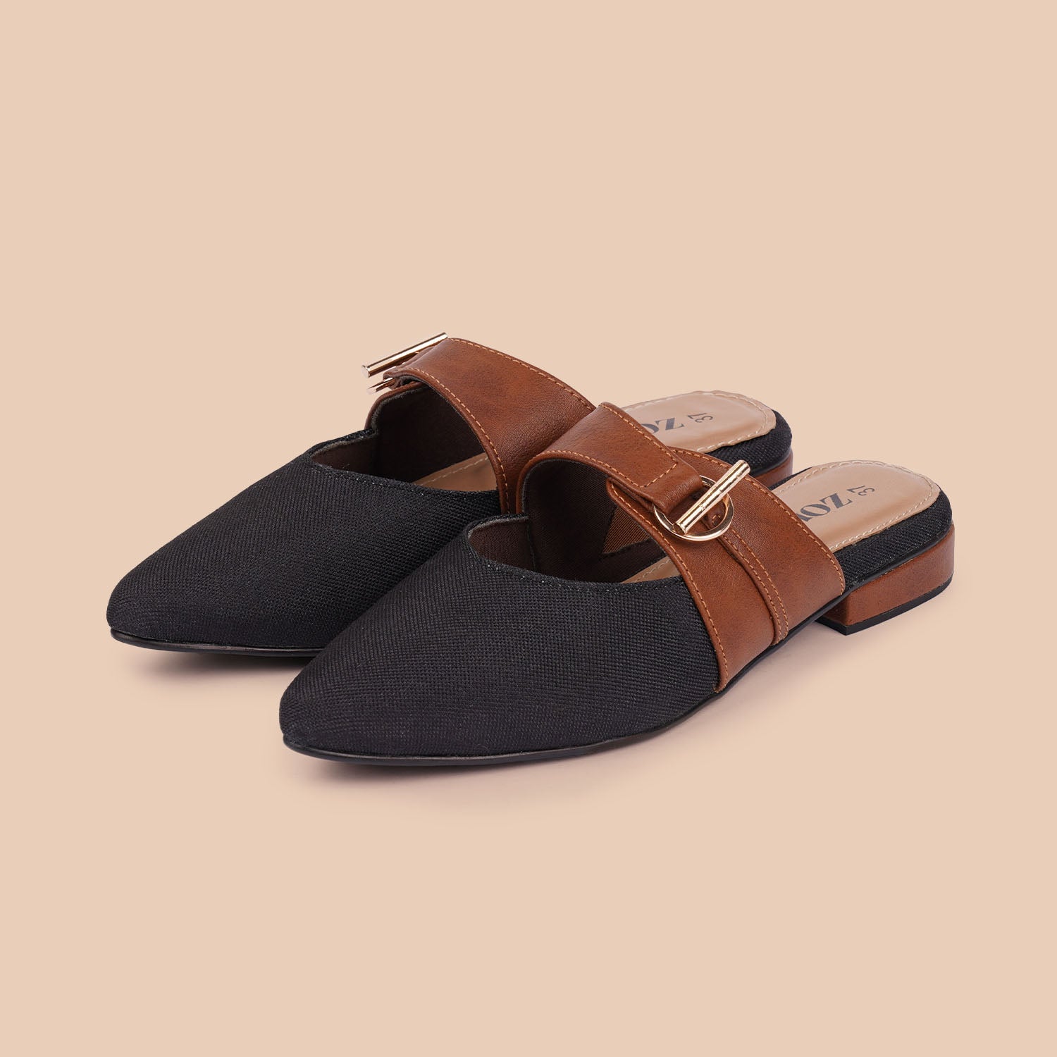 Jet Black Office Pointed Mule