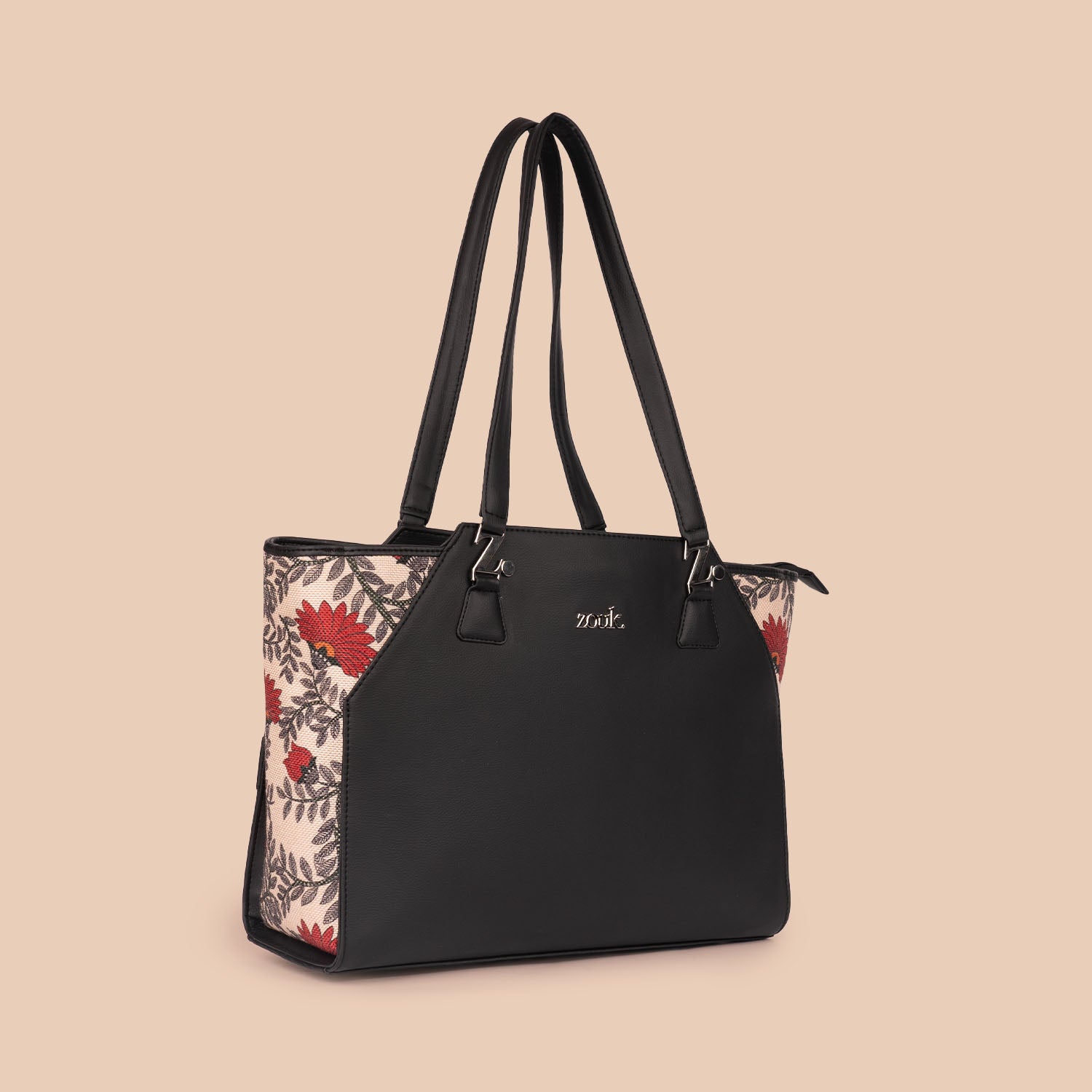 Nawabi Couture & Royal Indian Peacock Motif - Classic Business Bag & Chain Wallet Combo