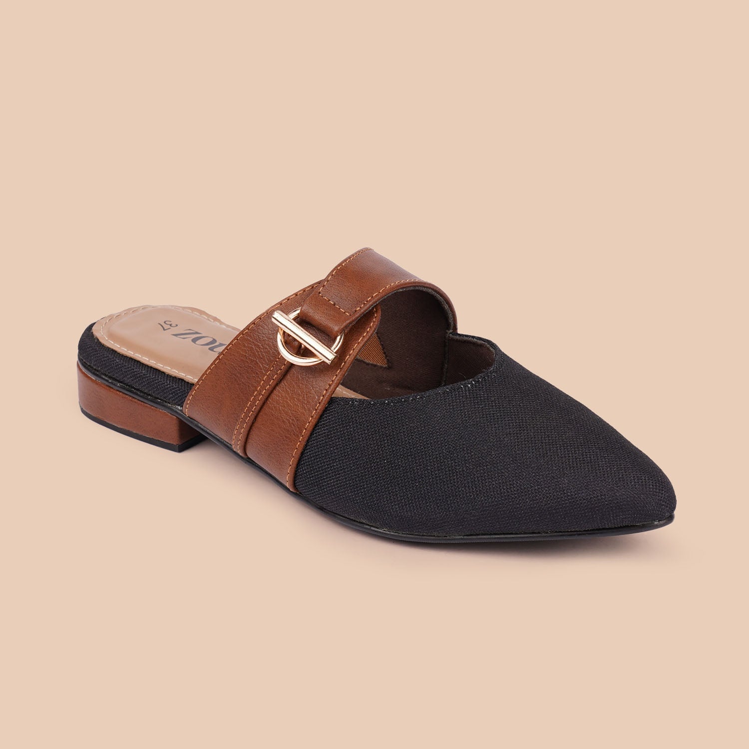 Jet Black Office Pointed Mule