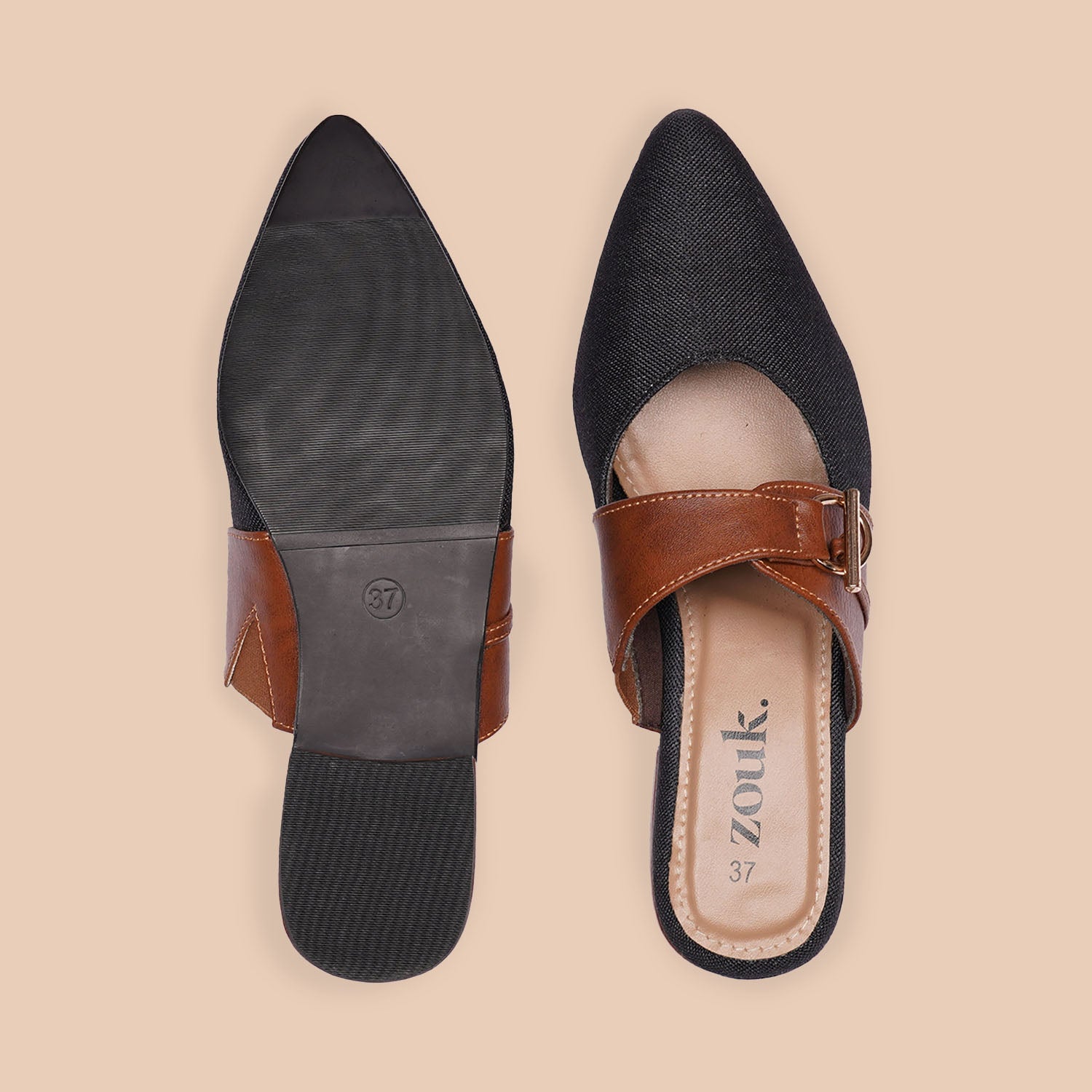 Jet Black Office Pointed Mule