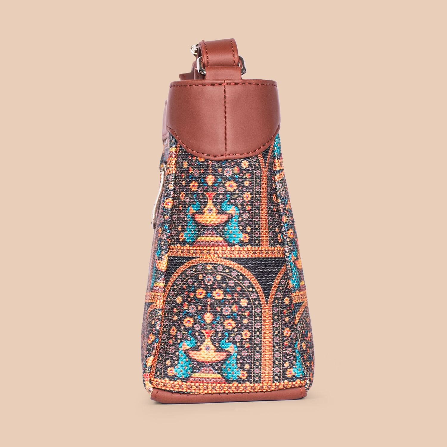 Royal Indian Peacock Motif Harmony Sling Bag