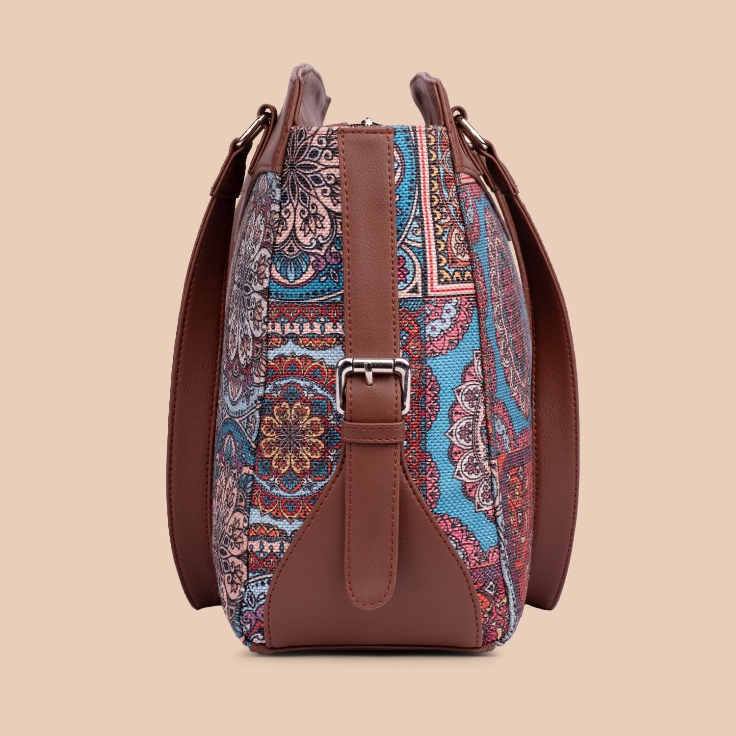Multicolor Mandala Print Women's Work Bag Brown