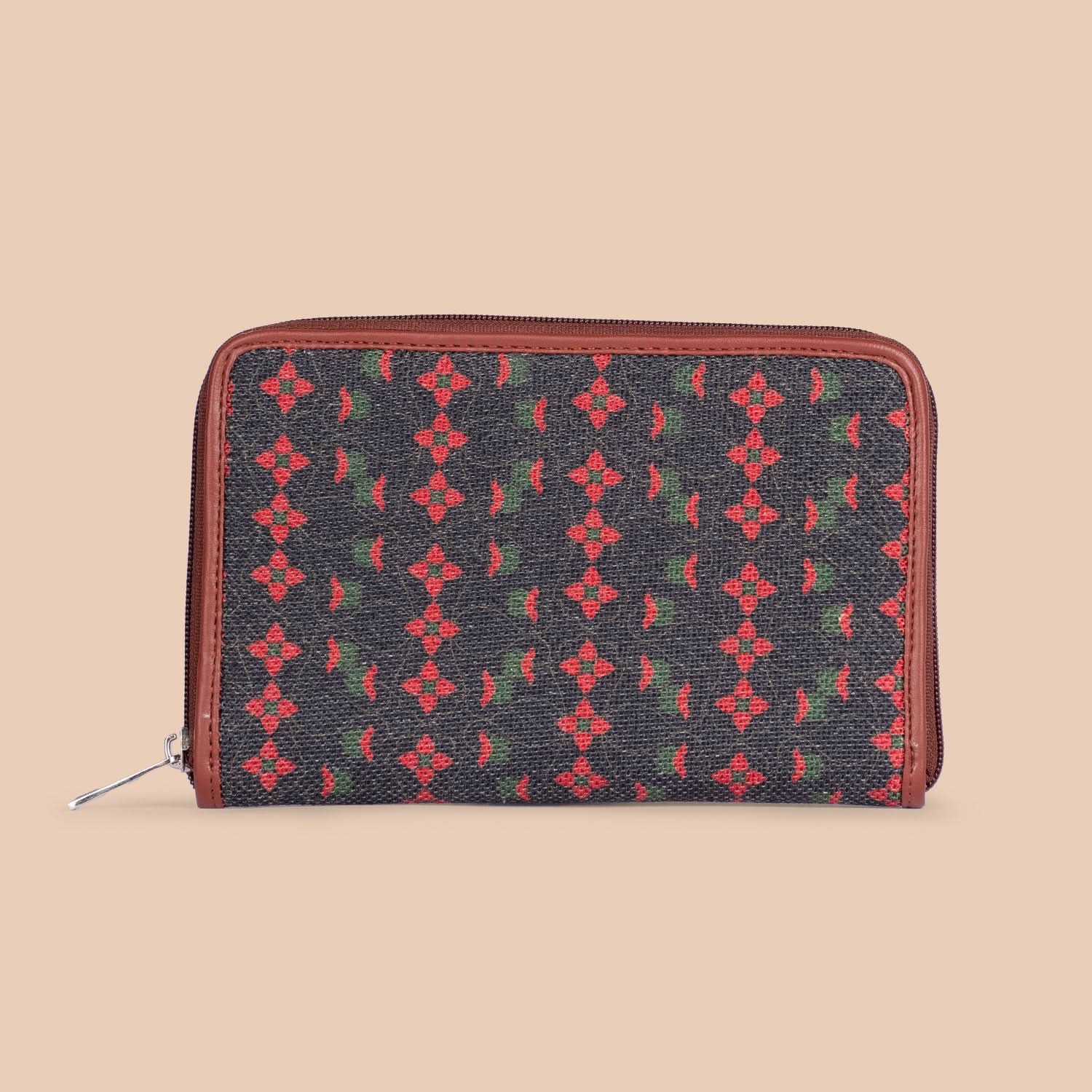 Shobha Niwas Lotus Motif Classic Zipper Wallet