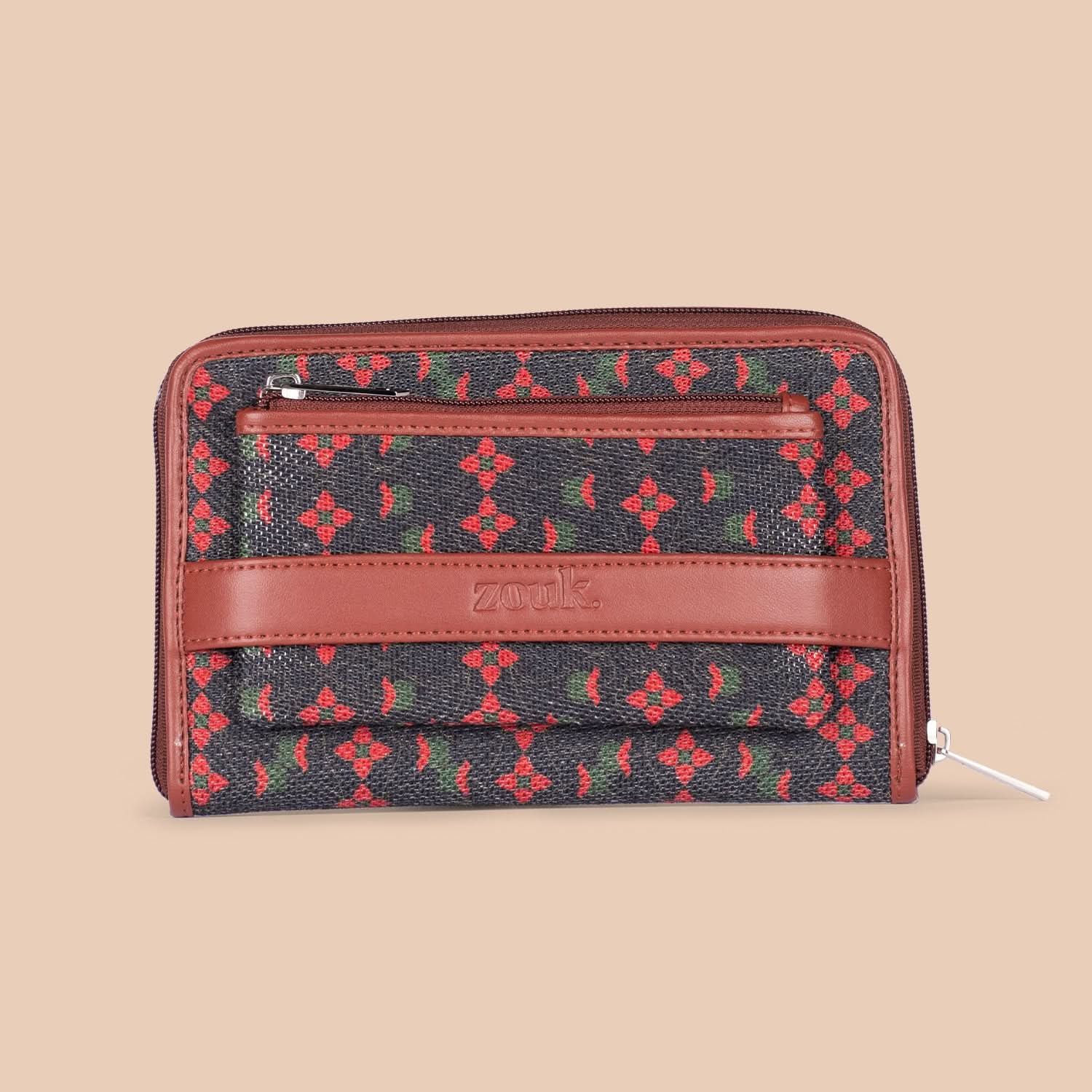 Shobha Niwas Lotus Motif Classic Zipper Wallet