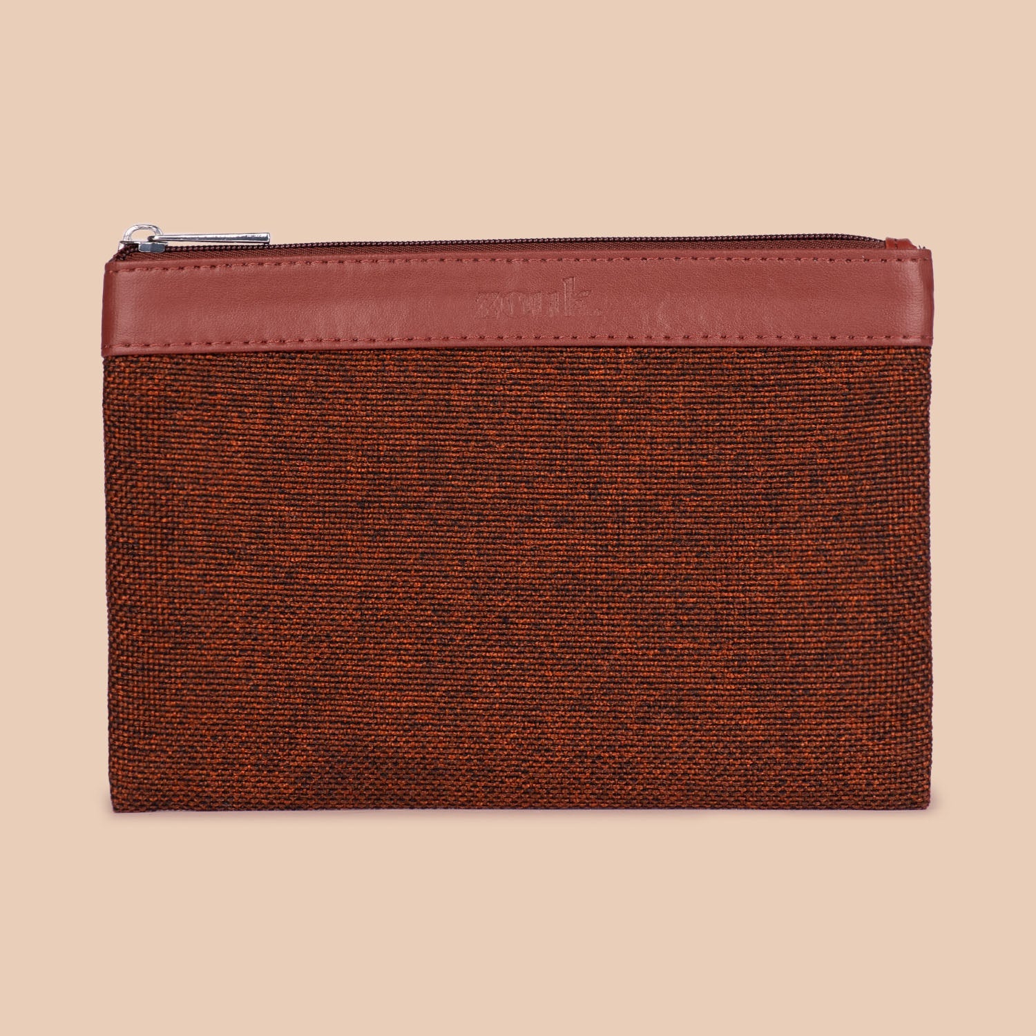 ZIP-Brown Metal Cosmetic Pouch