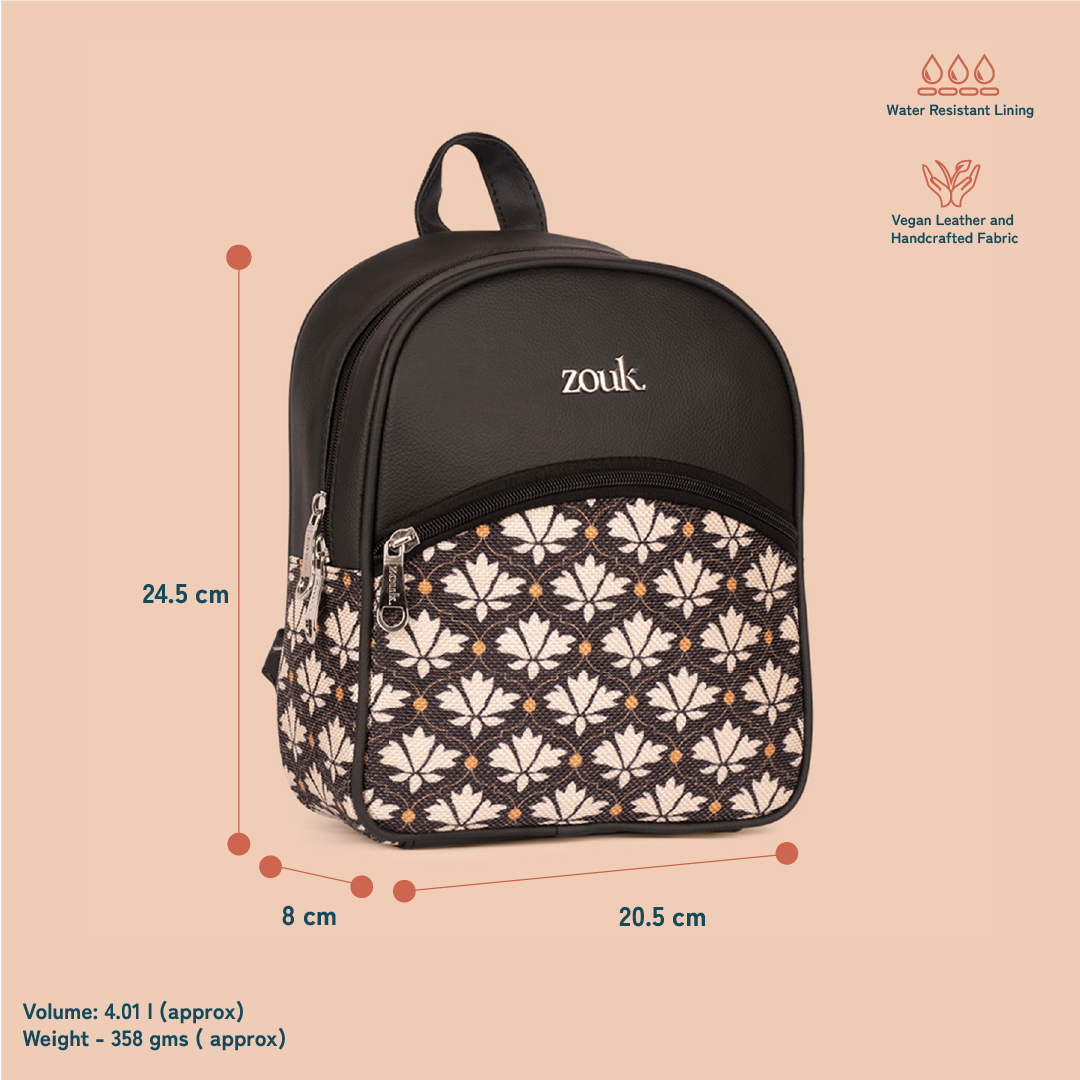 Kashmir Blooms Office Backpack & Dalila Mini-Daypack Bidri Kaiser Combo