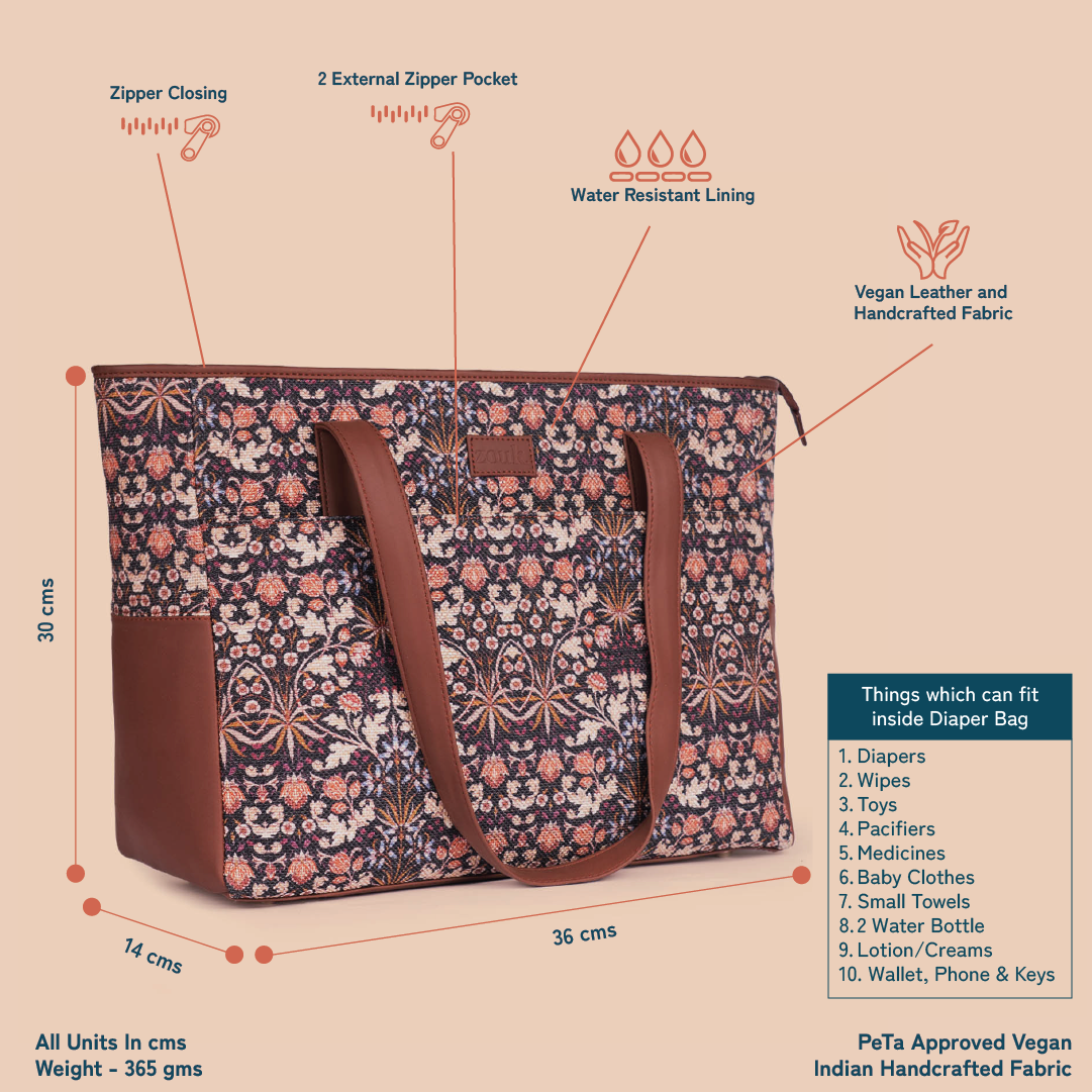 Kashmir Blooms Diaper Bag