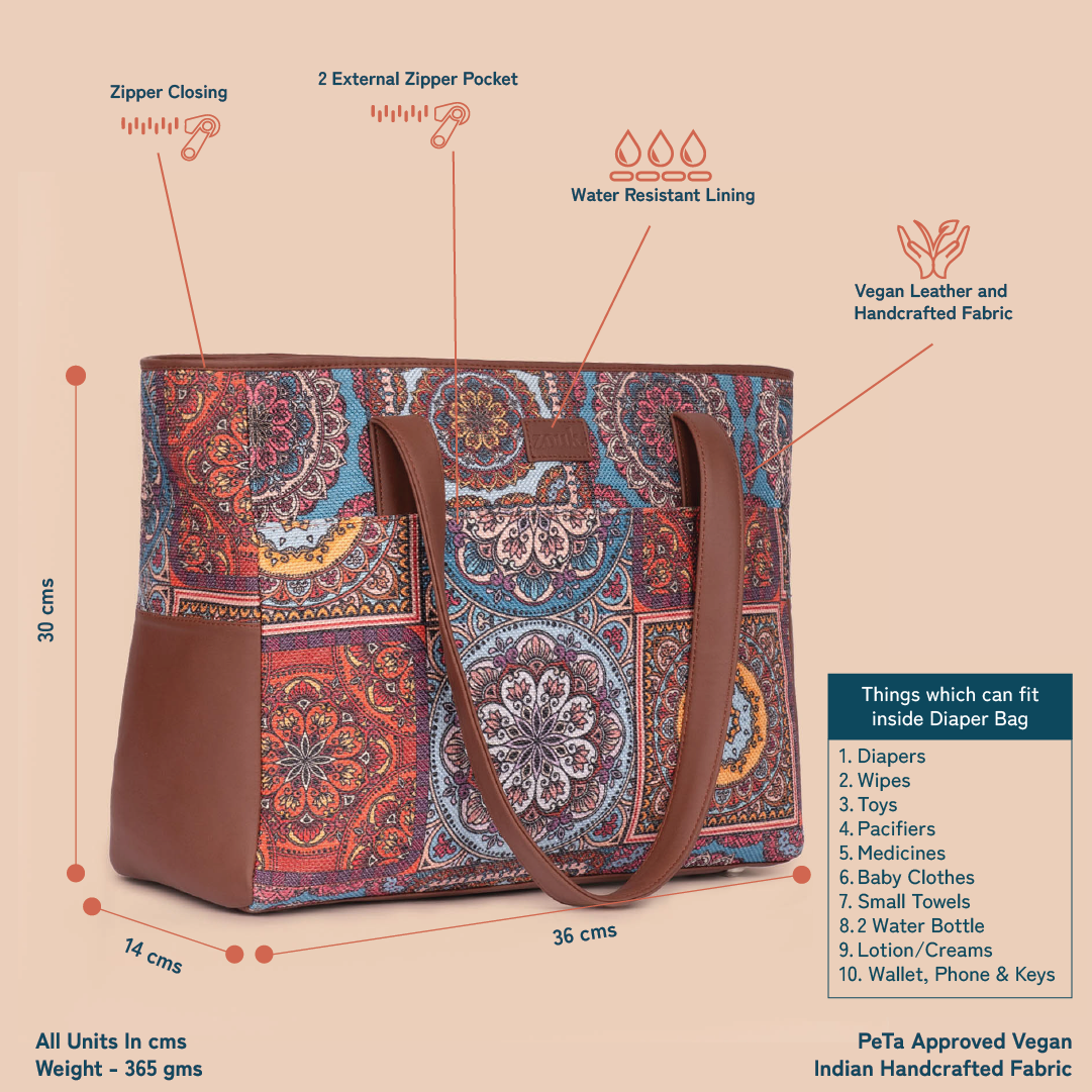 Multicolor Mandala Print Diaper Bag
