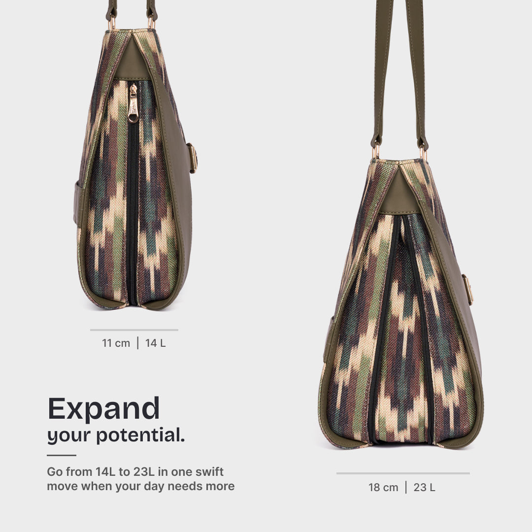 Cuttack Stripes Expandable Office Bag (Olive)