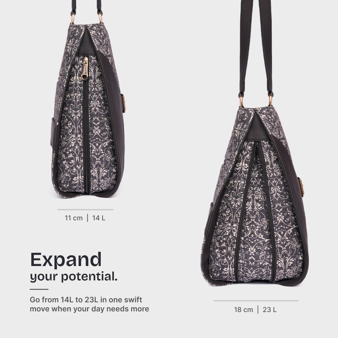 Lattice Lace Expandable Office Bag (Black)