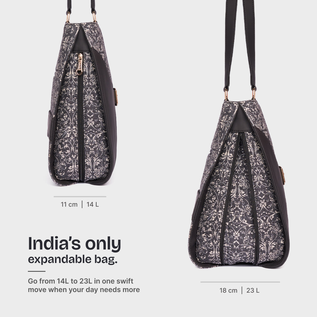 Lattice Lace Expandable Office Bag (Black)