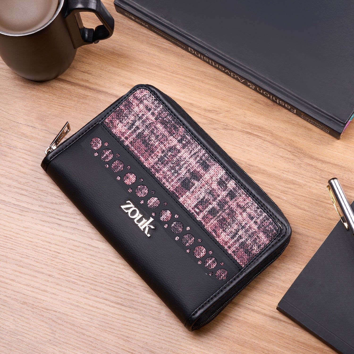 Eden Zipper Wallet - Cashmere Noir (Pink)