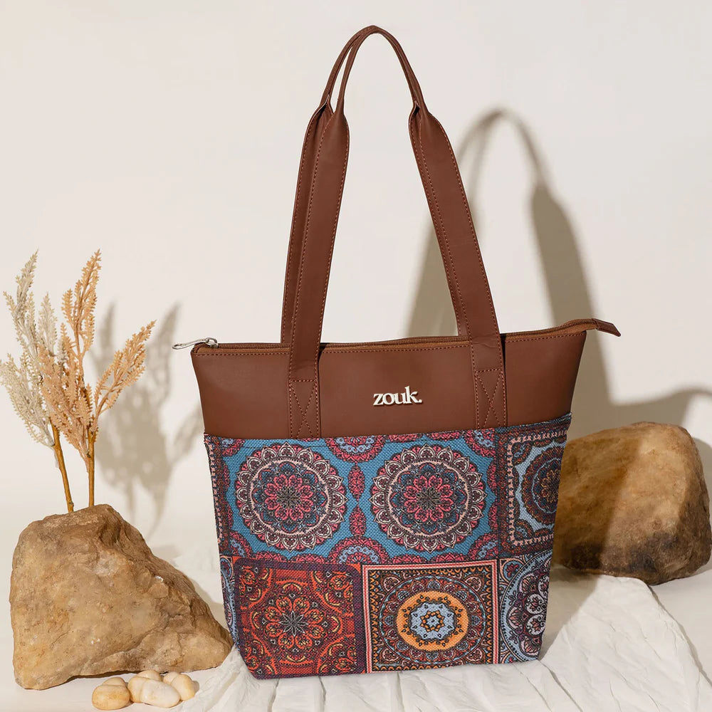Multicolor Mandala Everyday Tote Bag and Structure Shoulder Bag Combo