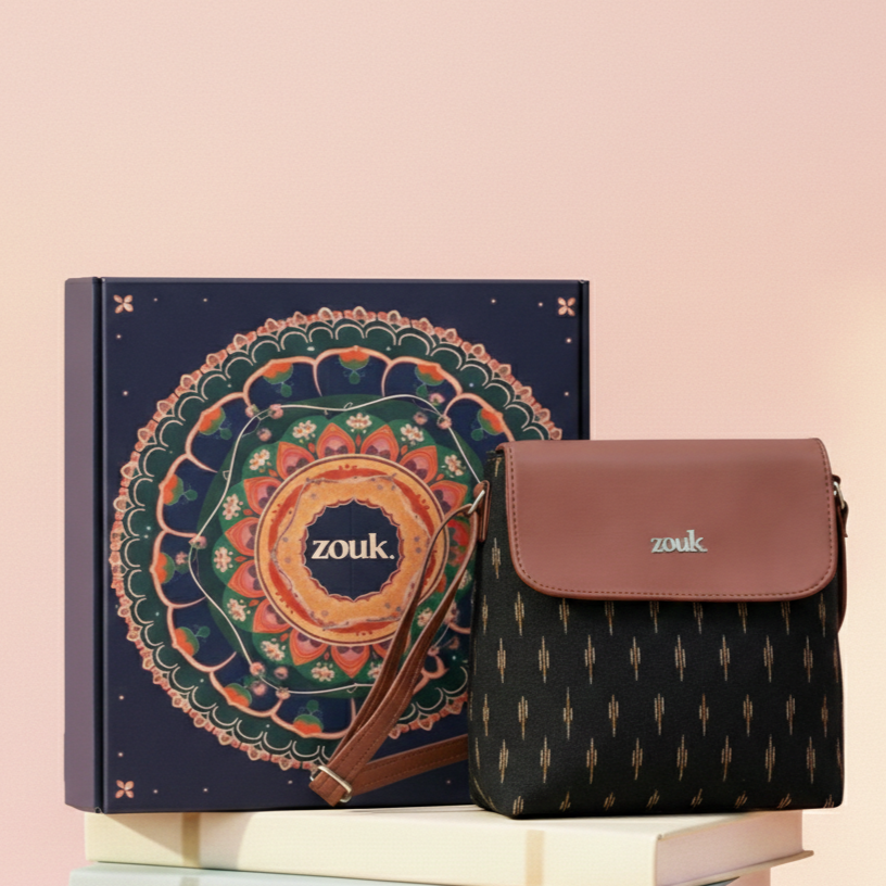 Ikat GreRe Flap Sling Bag with Gift Box
