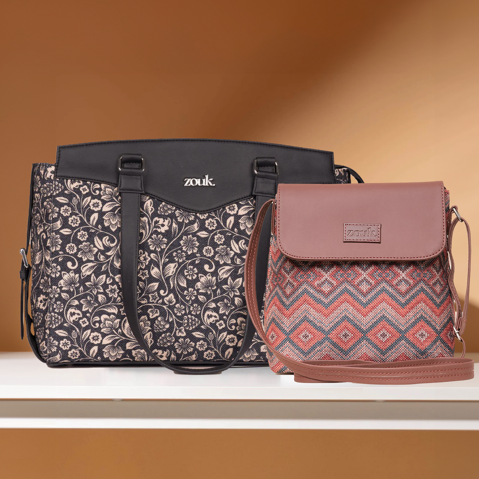 FloMotif & Gwalior Weaves - Women's Work Bag & Flap Sling Bag Combo