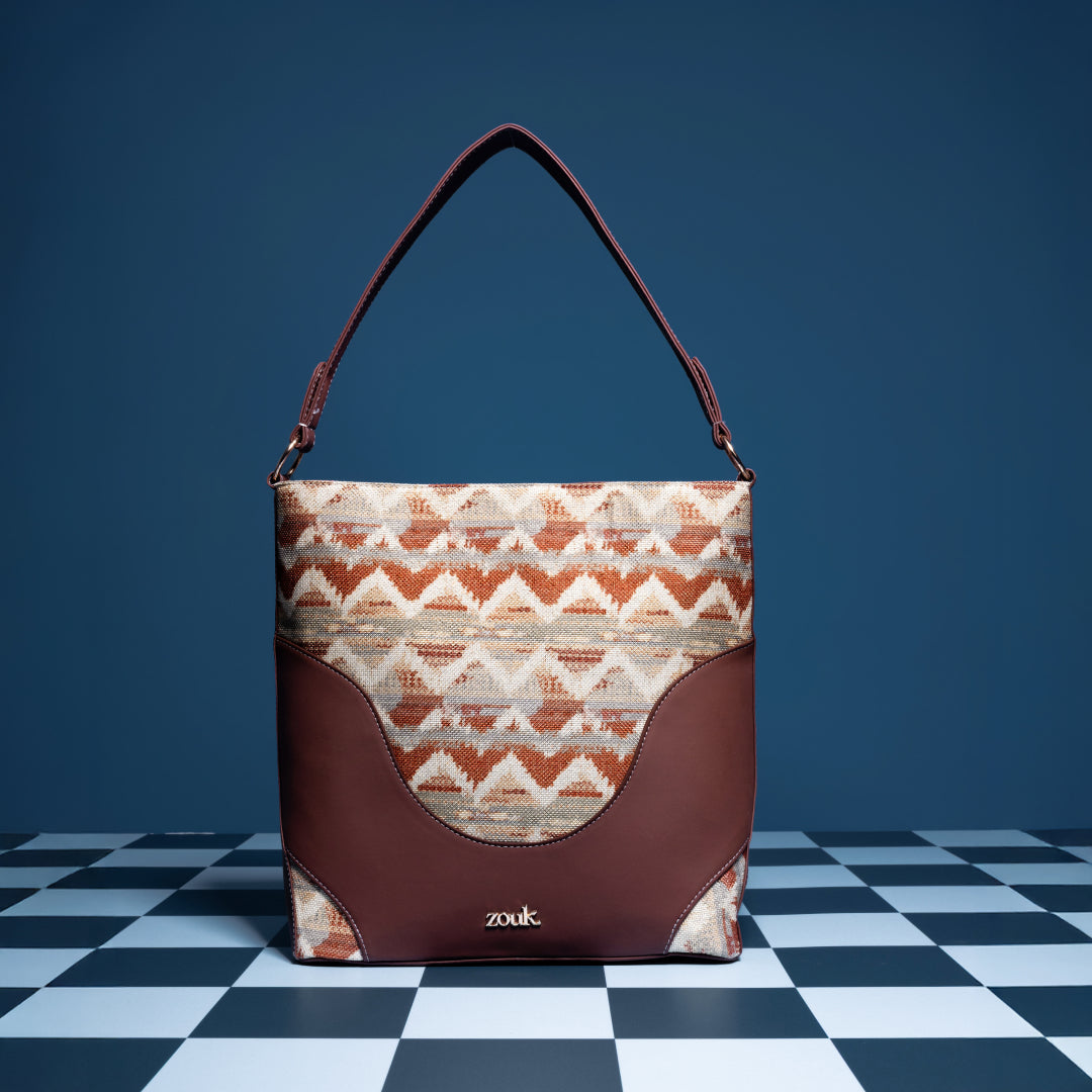 Salawas Saffron Vertical Office Tote (Brown)