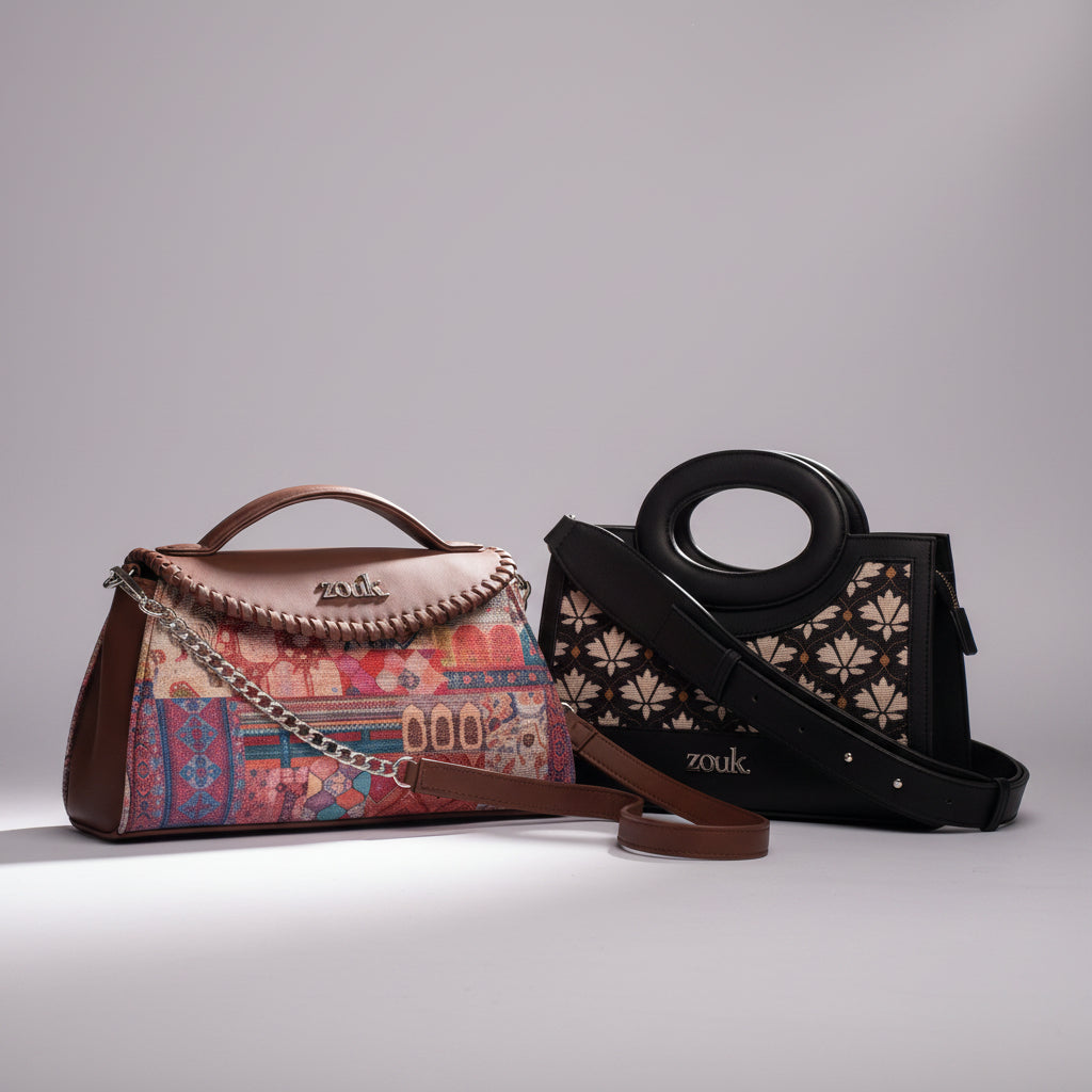Saisha Sling Bag Kutch Gamthi & Zoe Sling Bag Bidri Kaiser Combo