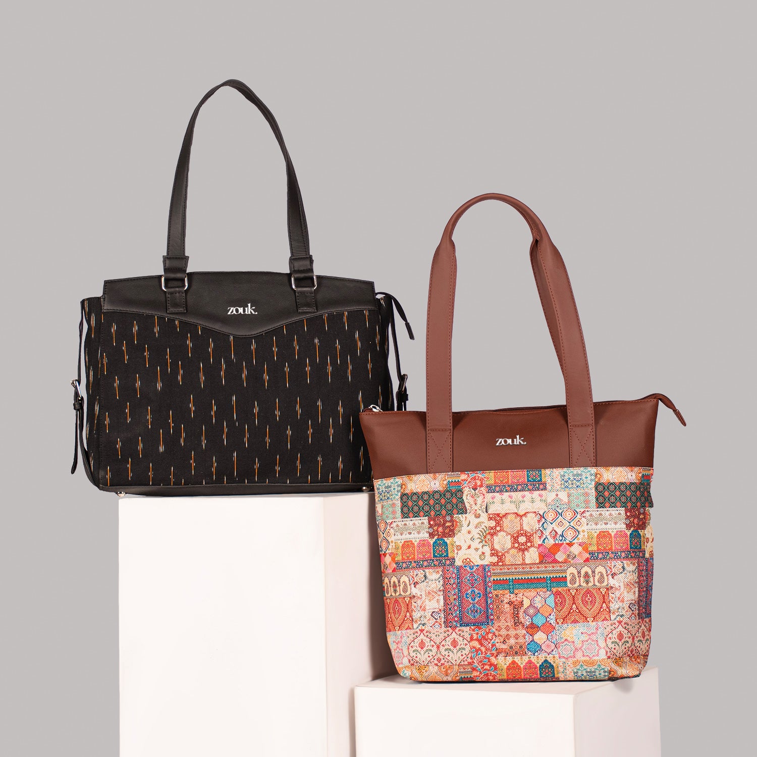 Ikat GreRe & Kutch Gamthi - Women's Work Bag & Everyday Tote Combo