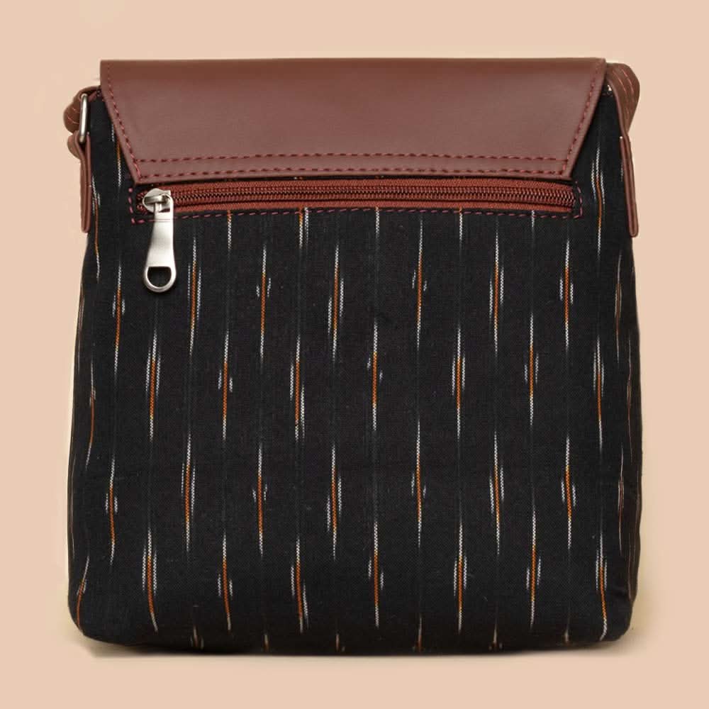 Qutub Stripes & Ikat GreRe - Women's Work Bag & Flap Sling Bag Combo