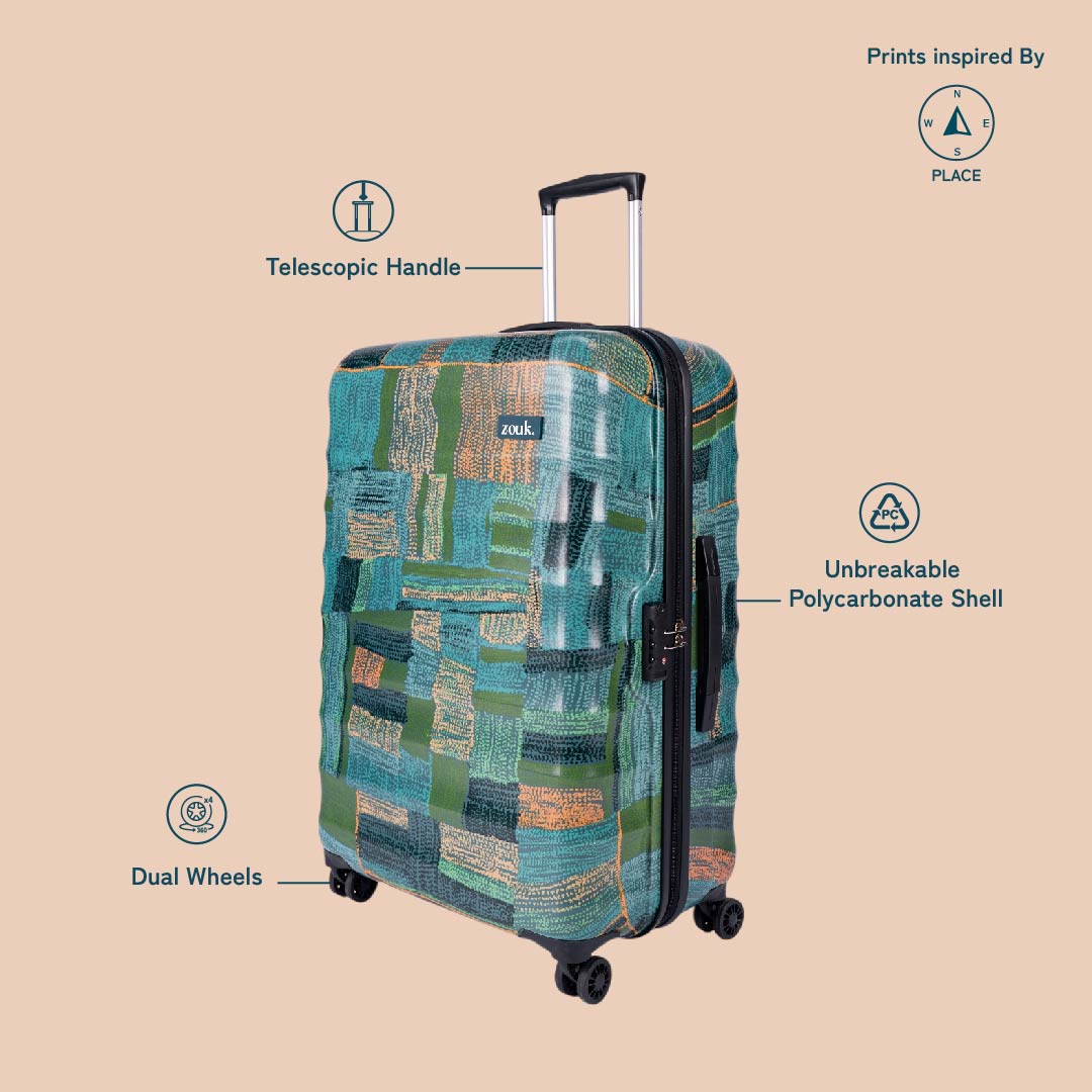 Amorah Trolley Bag Indus Lattice Green
