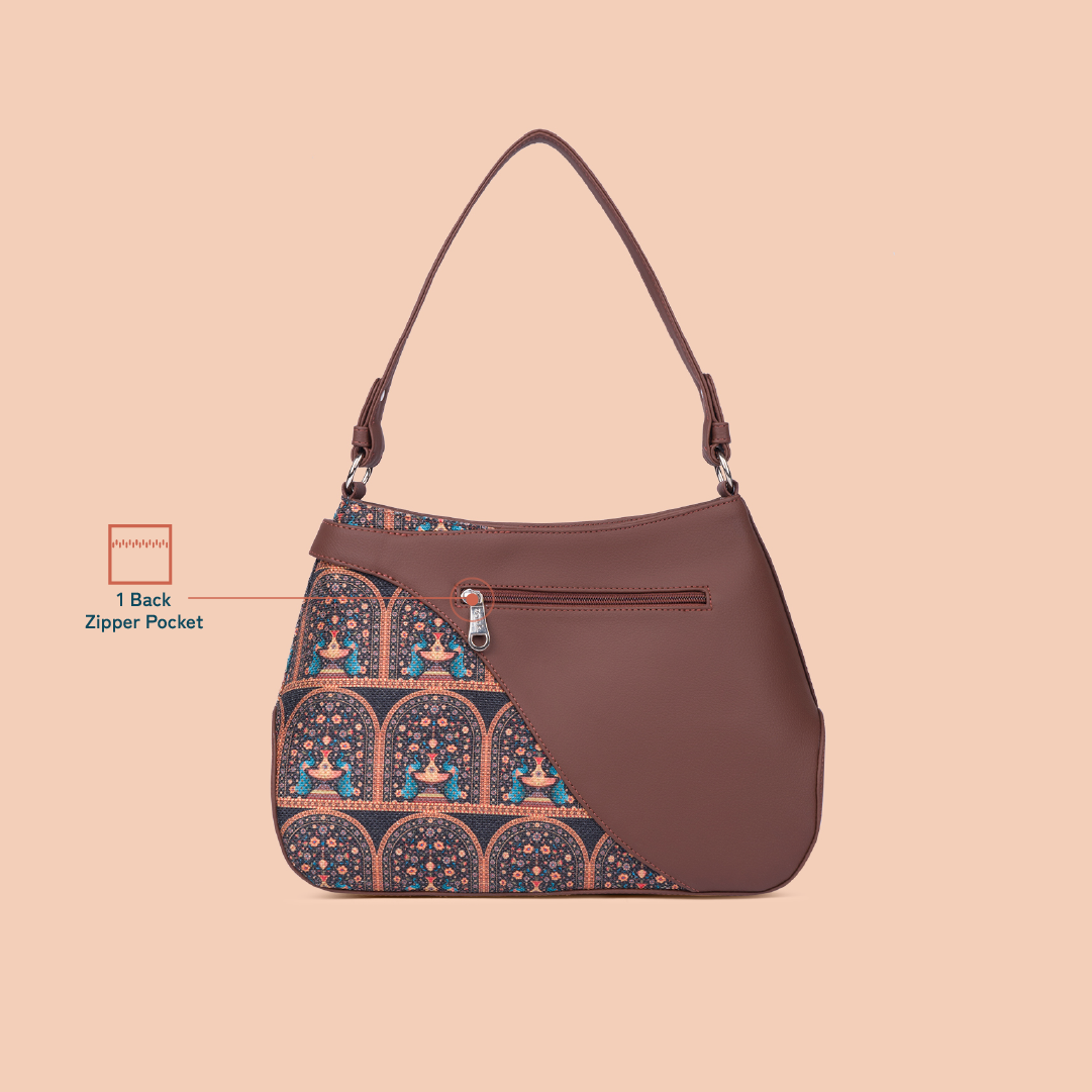 Ira Handbag - Royal Indian Peacock Motif