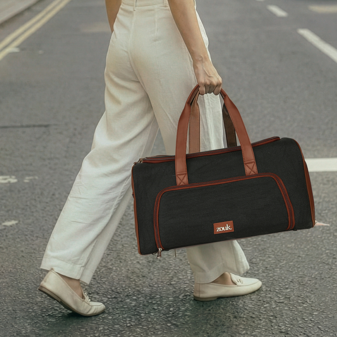 Jet Black Weekender Duffle Bag