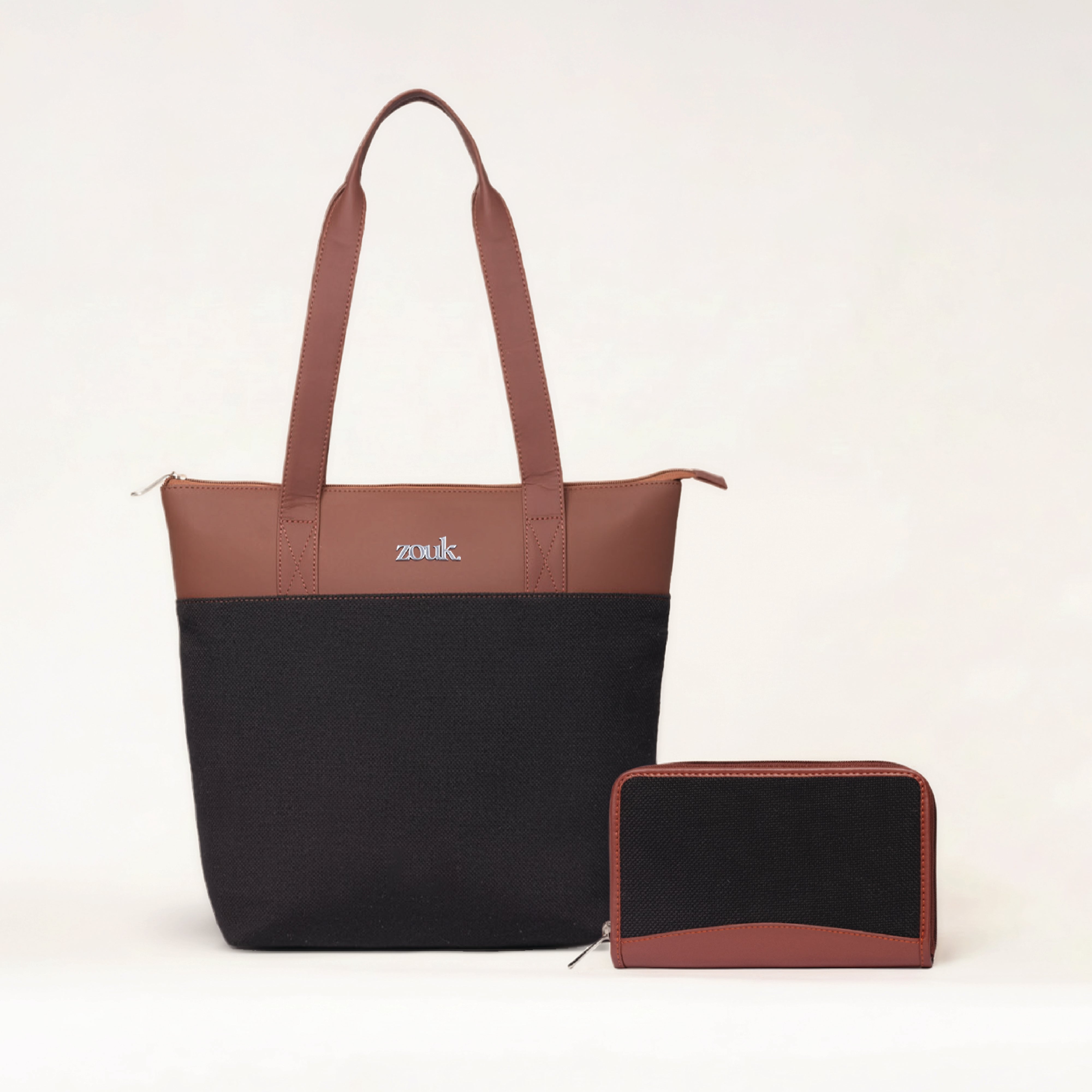 Jet Black Everyday Tote Bag & Chain Wallet Combo
