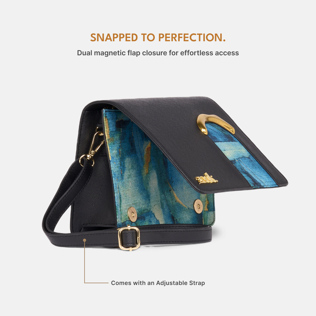 Opalite Jharoka Sling Bag (Black Saffiano)