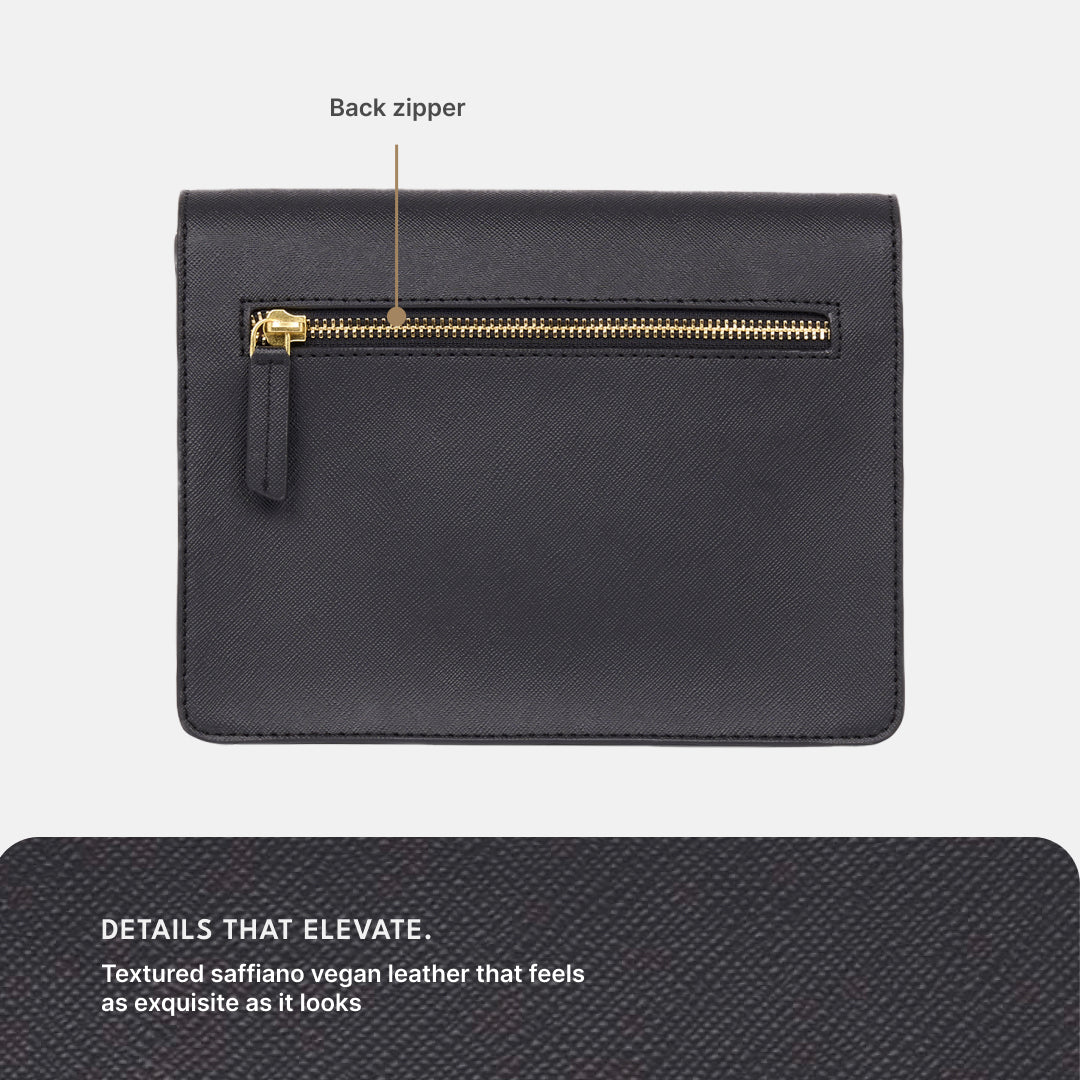 Opalite Jharoka Sling Bag (Black Saffiano)