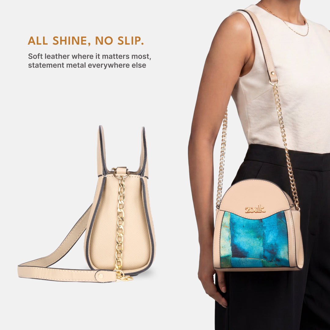 Opalite Mehr Potli Bag (Beige Saffiano)