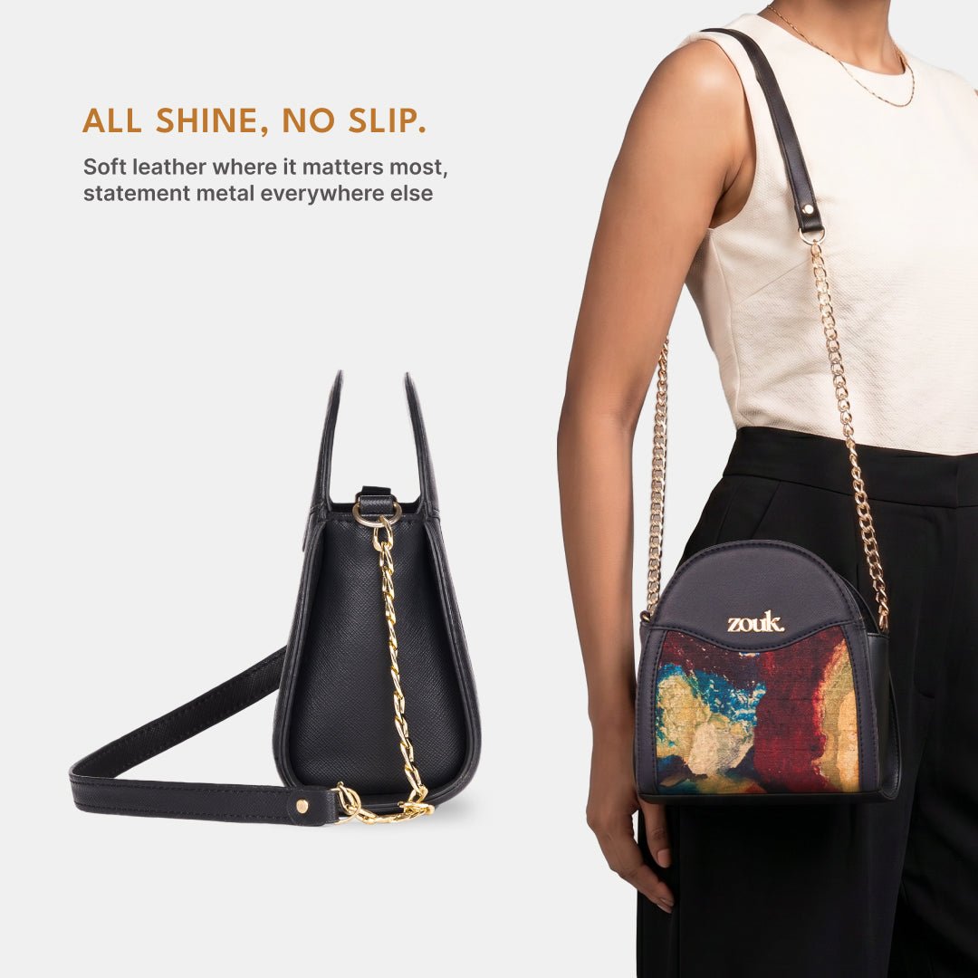 Quartz Mehr Potli Bag (Black Saffiano)