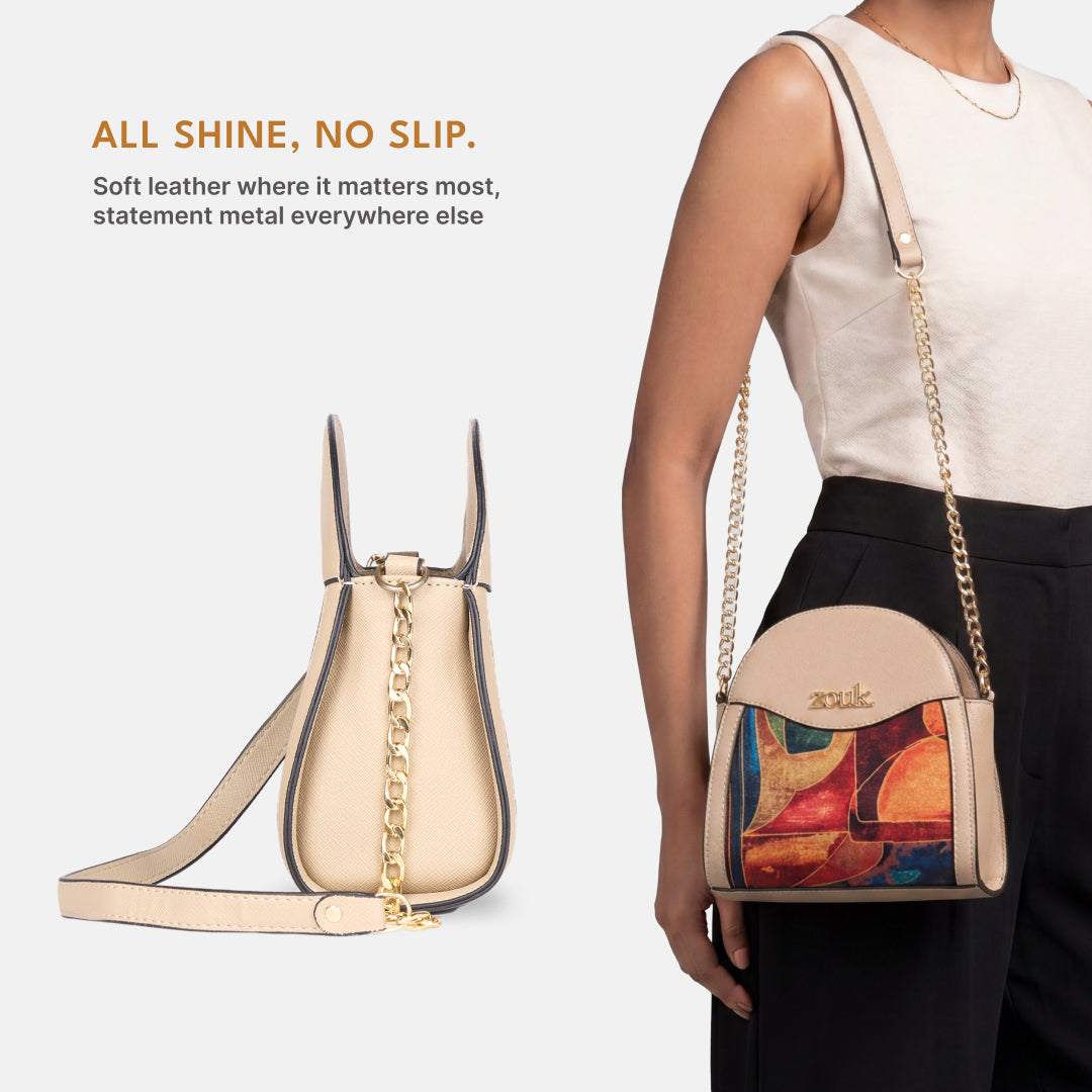 Sapphire Mehr Potli Bag (Biege Saffiano)