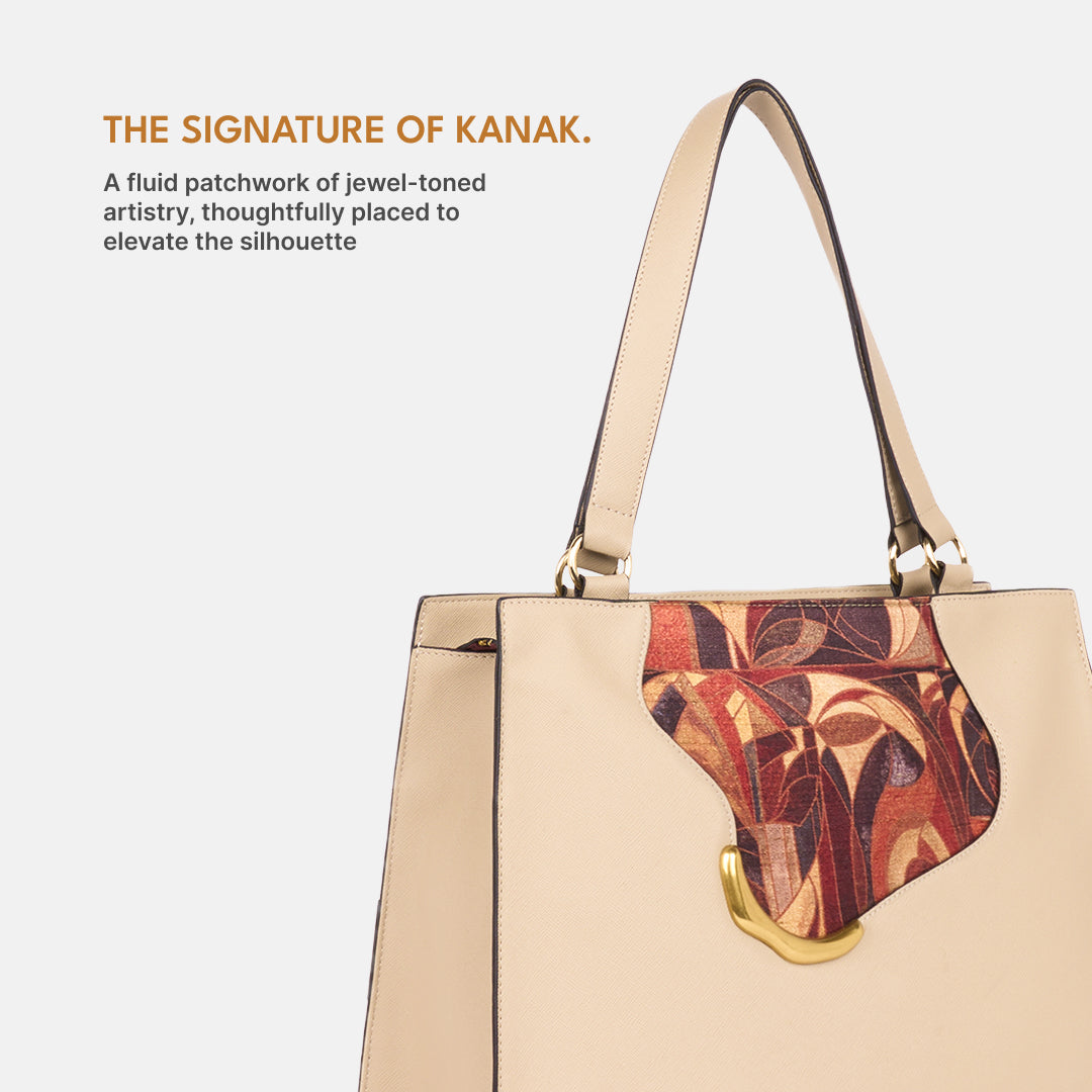 Auric Kanak Office Bag (Beige Saffiano)