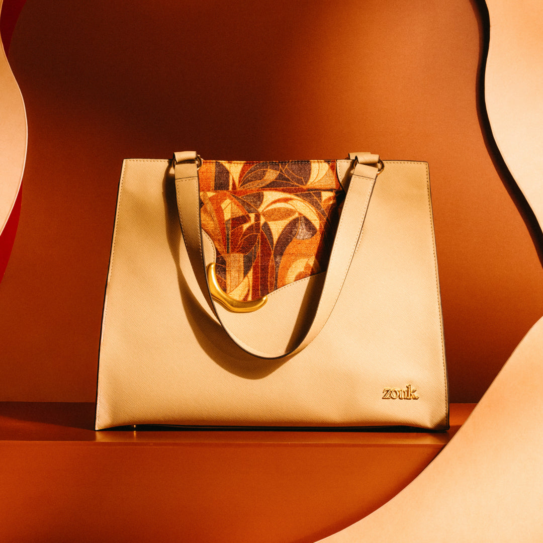 Auric Kanak Office Bag (Beige Saffiano)