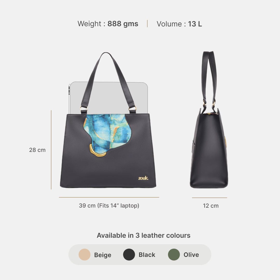 Opalite Kanak Office Bag (Black Saffiano)