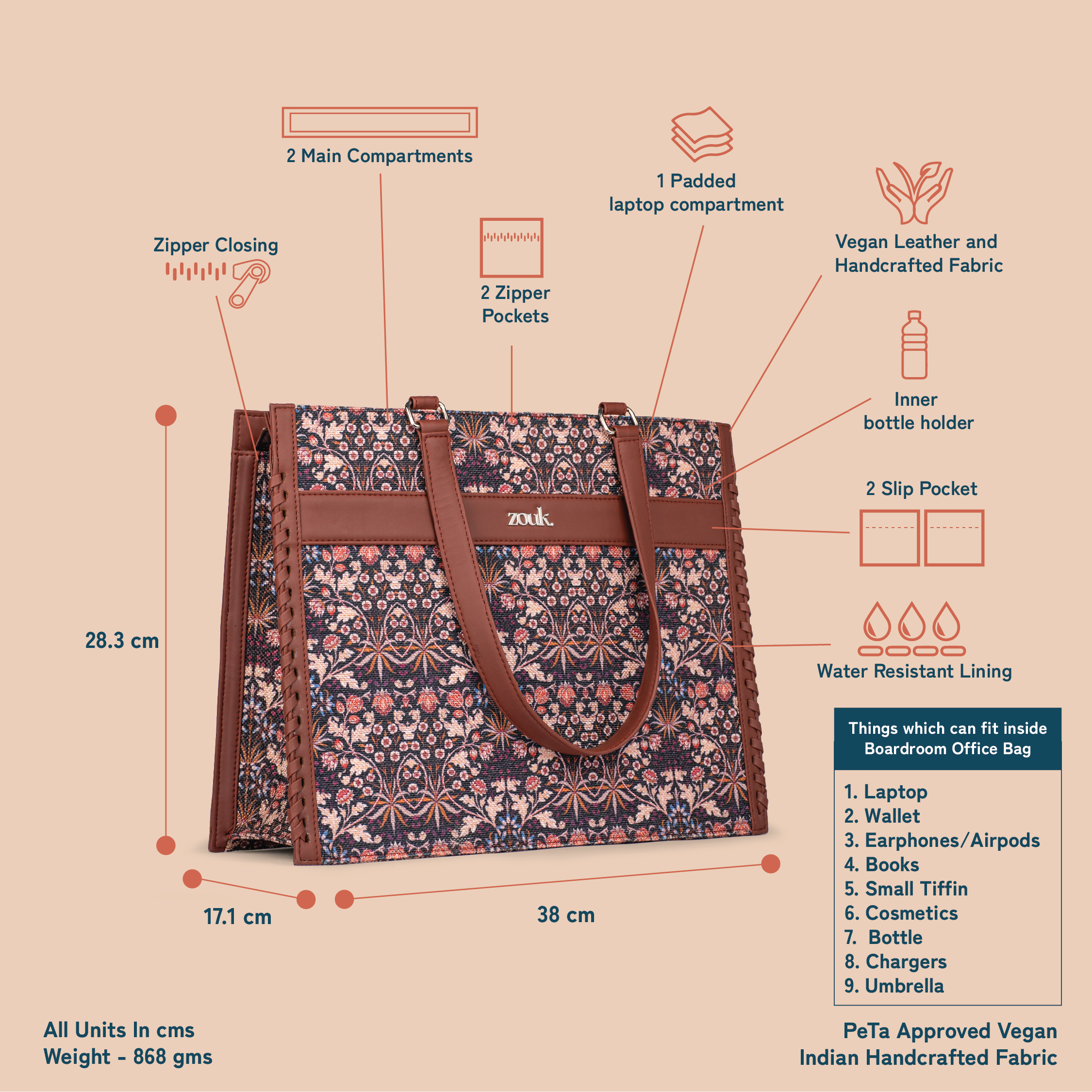 Kashmir Blooms Boardroom Office Bag