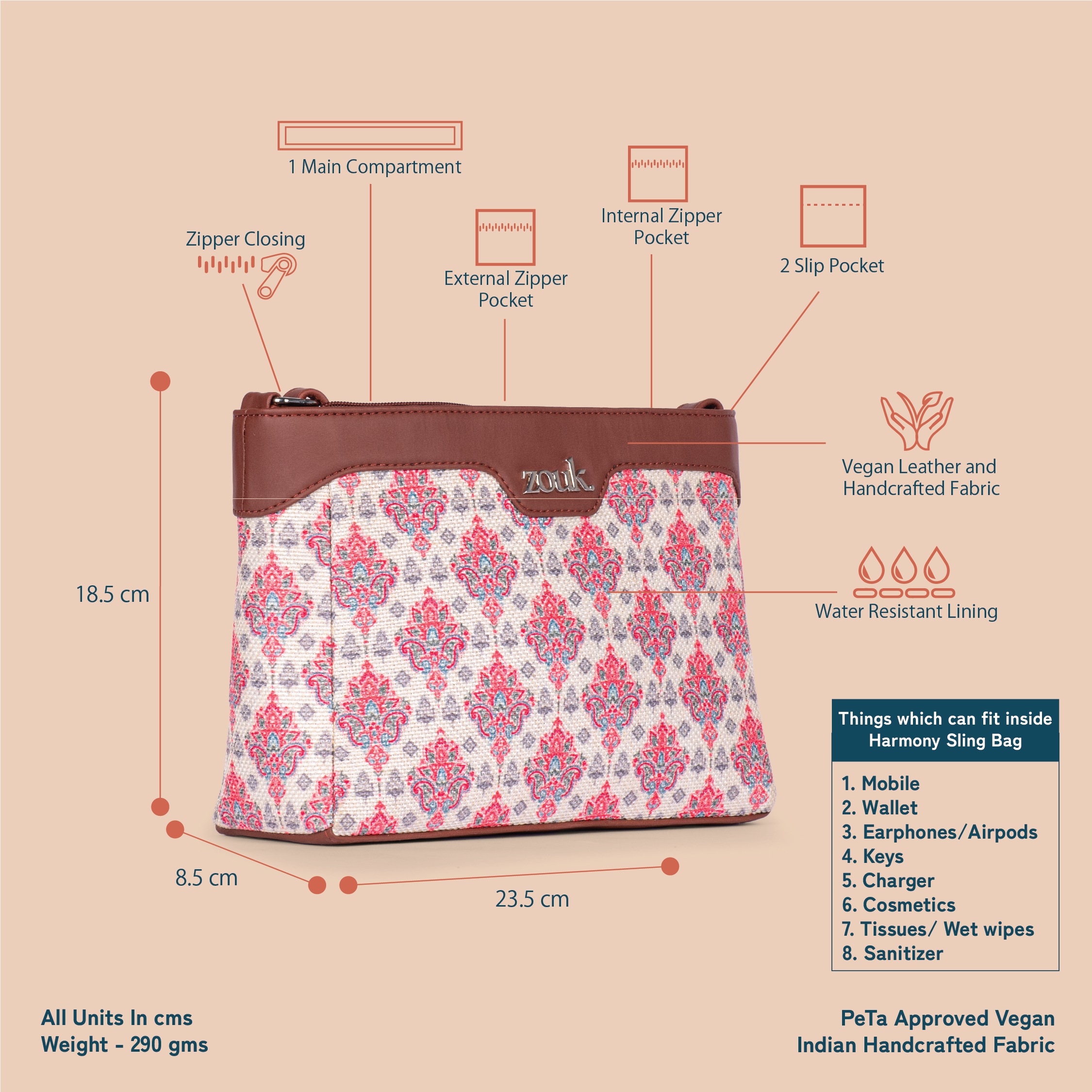 Kashmiri Tulips Harmony Sling Bag