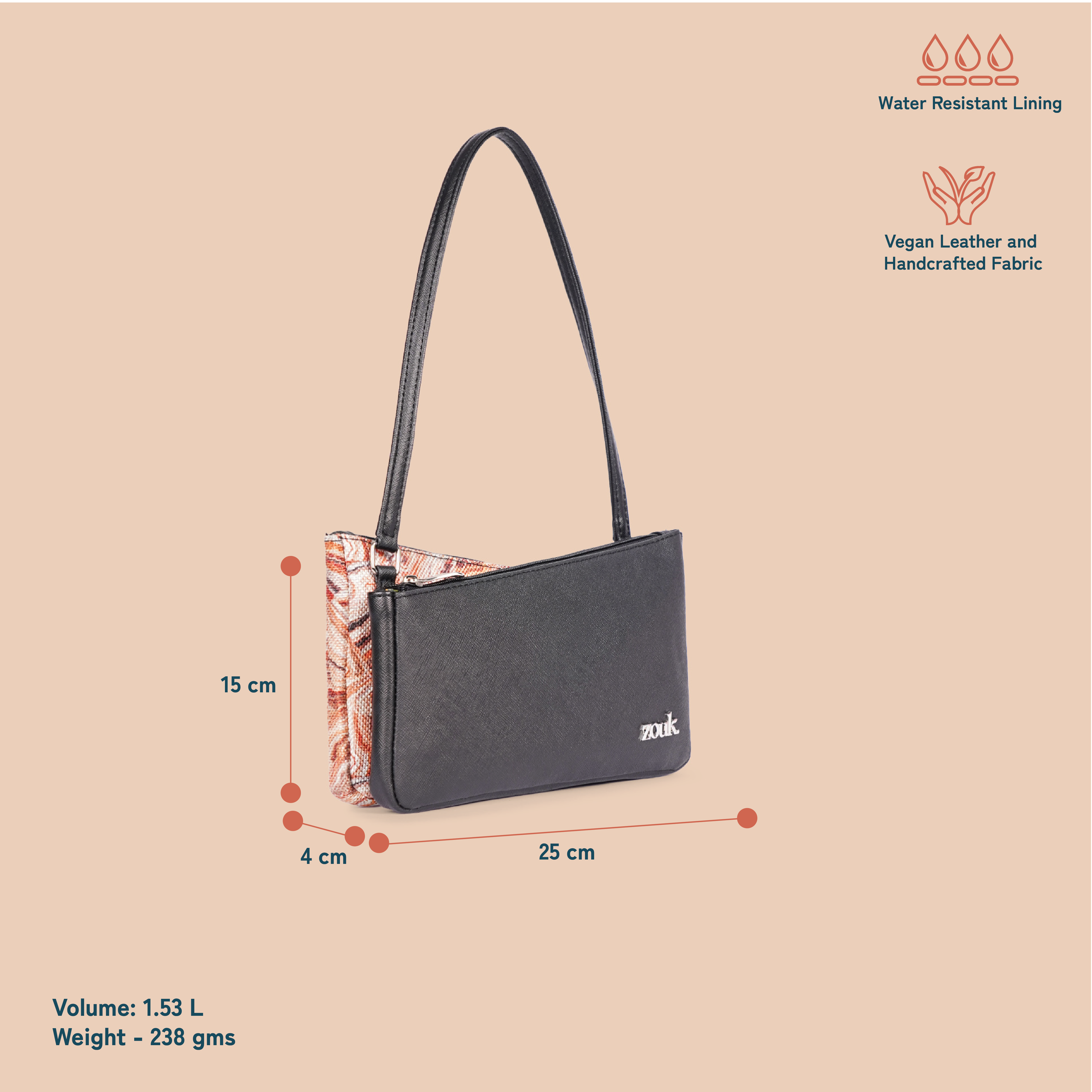 ZIP-Kiya Baguette - Nicobar Coral