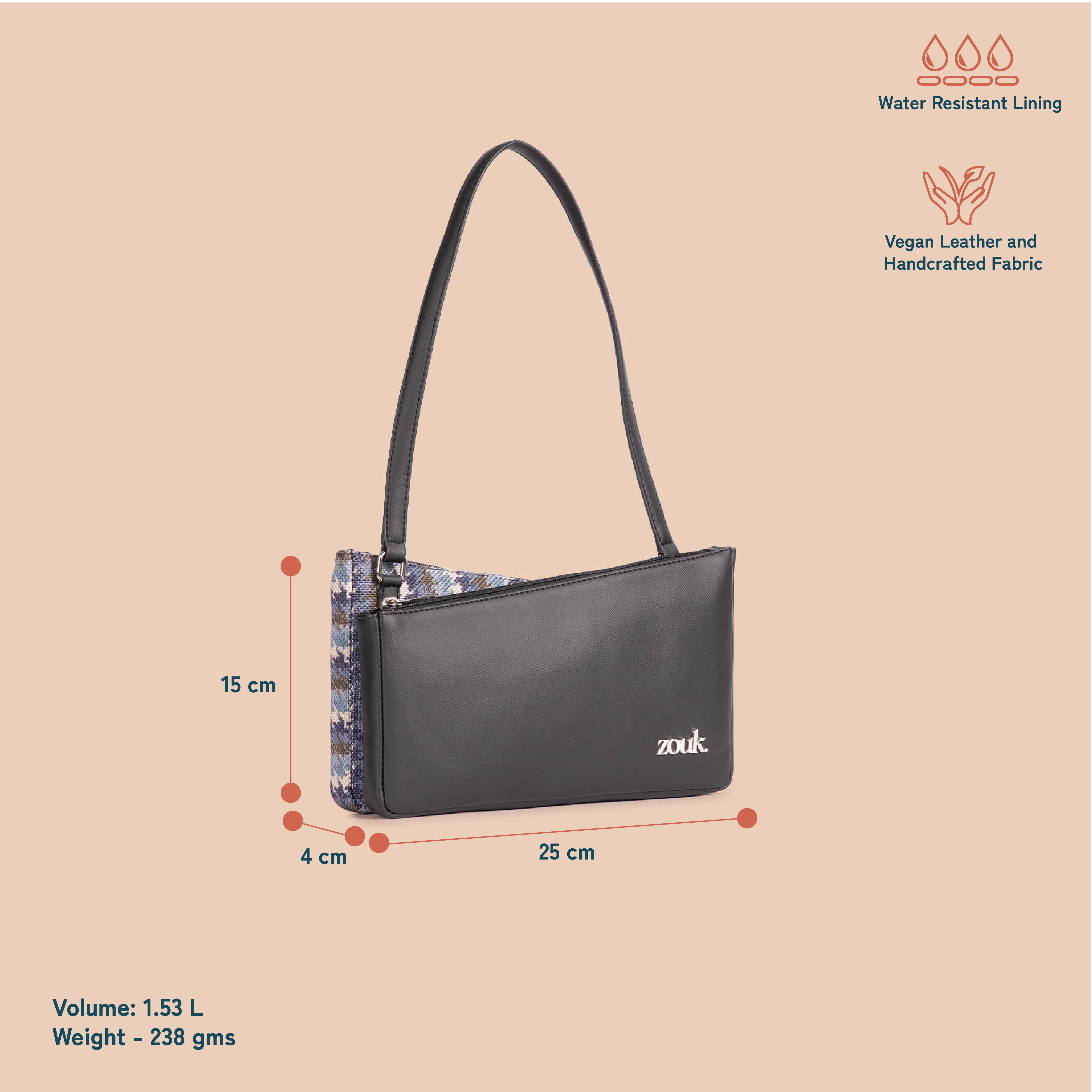 Kiya Baguette - Bombay Houndstooth